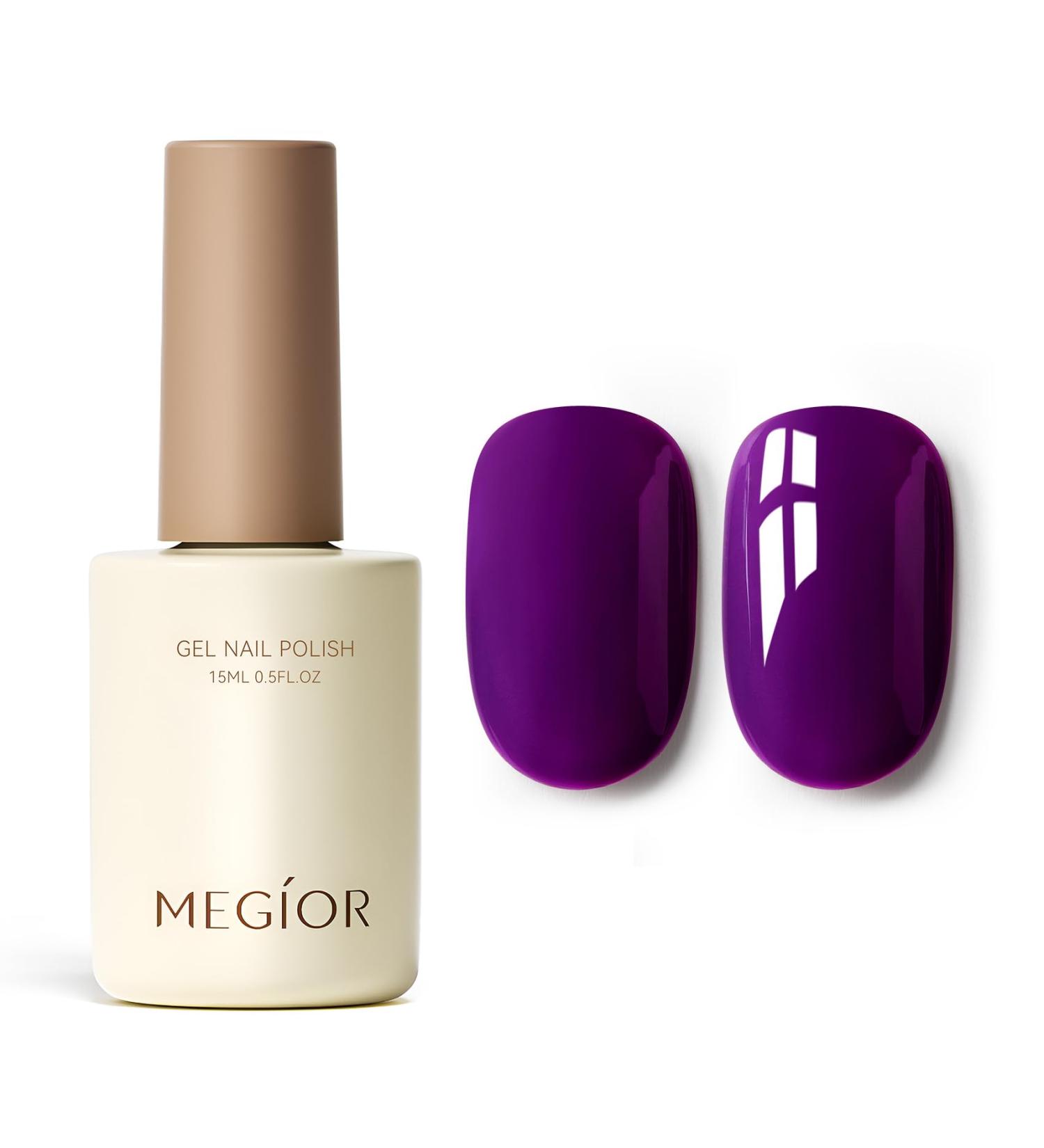 MEGIOR Dark Purple Gel Nail Polish 15ml Gel Polish High Gloss Soak Off UV LED Nail Gel Polish for Nail Art Manicure Salon DIY Home Gift for Girls - Buy Online on GoSupps.com