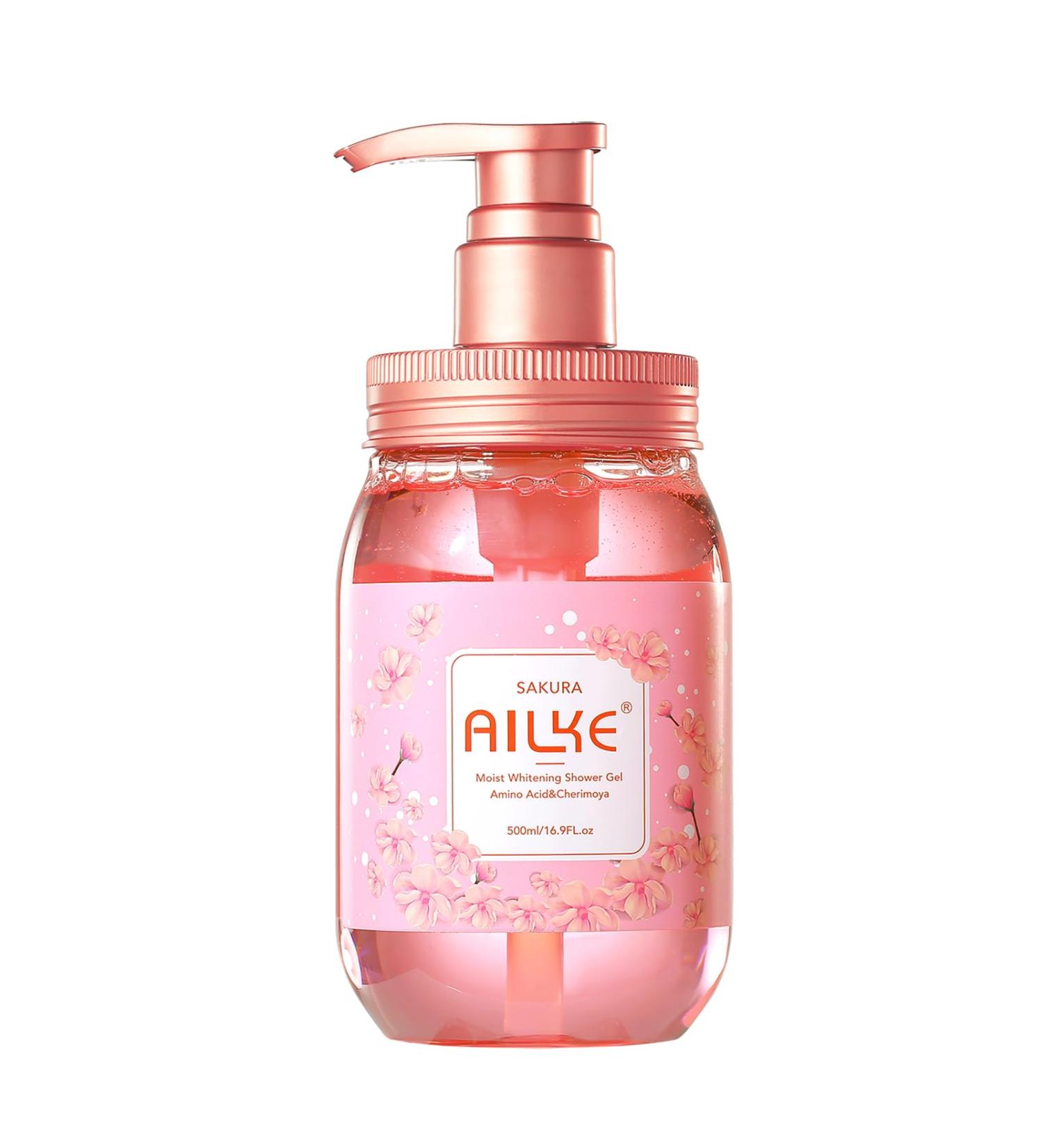  AILKE BOOST LUSTER AILKE Moist Whitening Sakura Shower Gel Moisturizing Smooth Skin Deep Cleaning Improve Dull Skin Natural Flavor Nourish Exfoliation Body Wash 500 ml - Buy Online on GoSupps.com