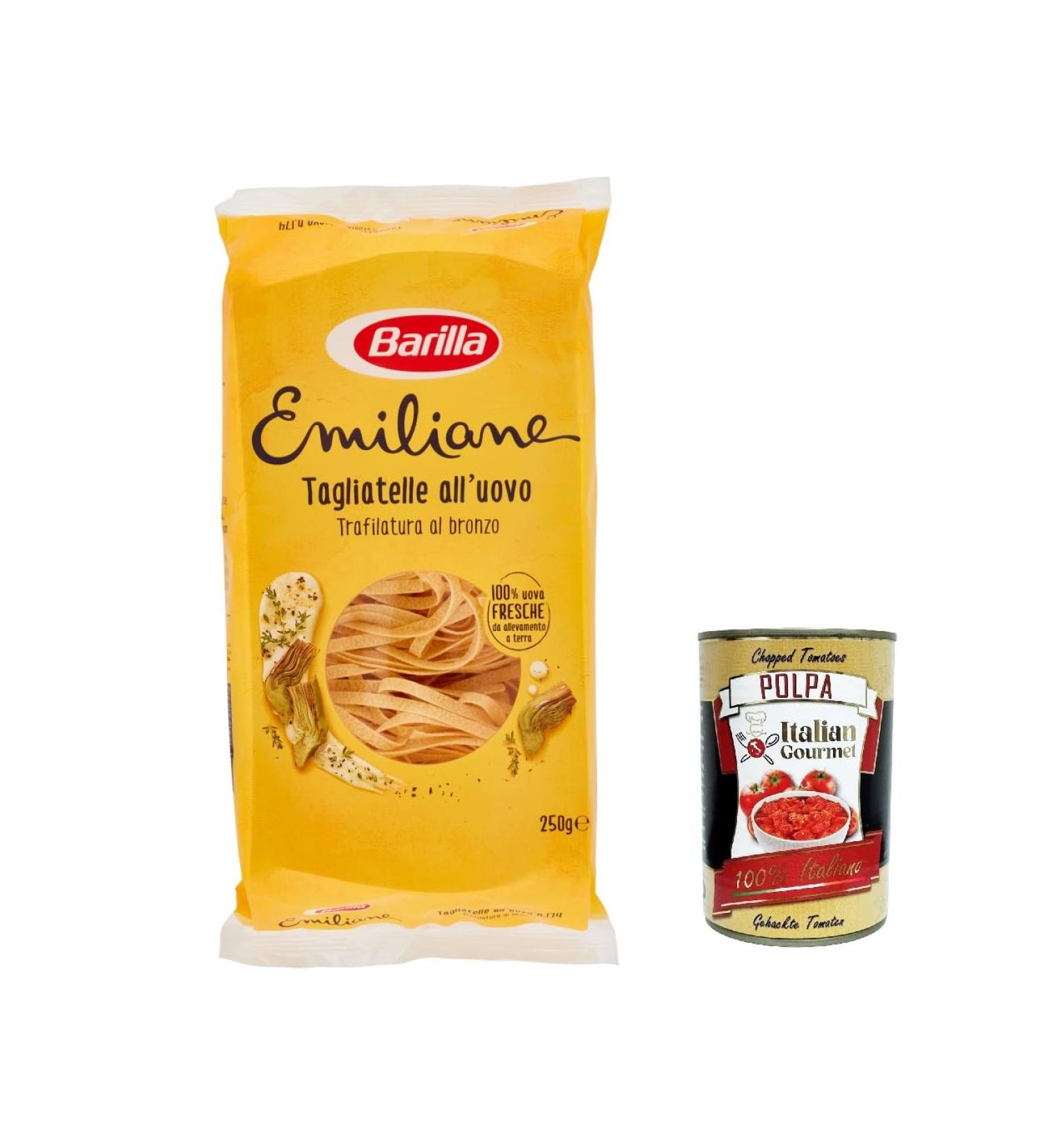 Italian Gourmet E.R. Barilla Egg Pasta Le Emiliane Tagliatelle Egg Pasta 250g + Italian Polpa Gourmet 400g Pack of 10 - Buy Online on GoSupps.com