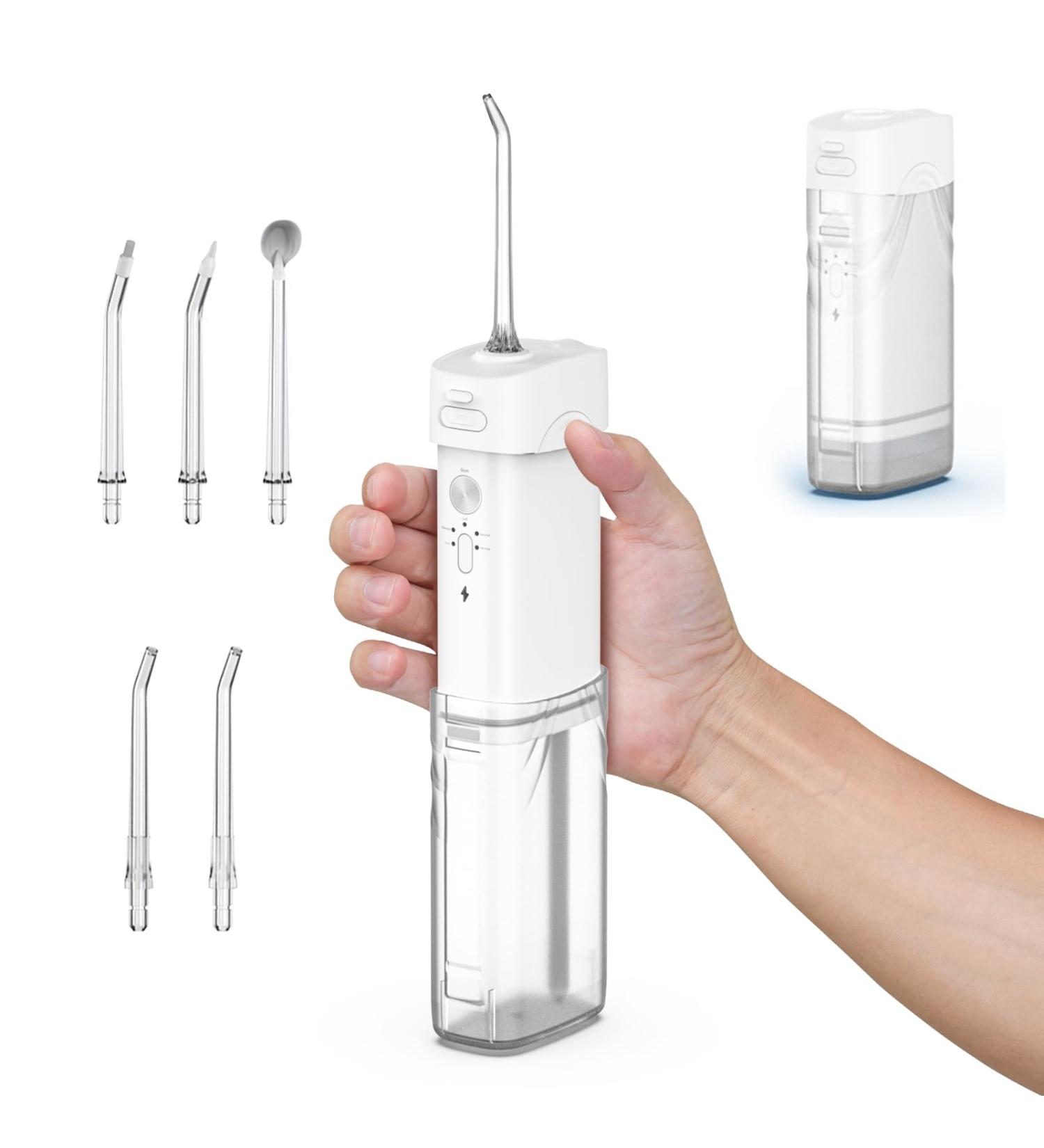 Foldable Oral Irrigator - Portable Cordless Water Flosser 5 Modes & Jet Tips Rechargeable Waterproof Teeth Cleaner for Home & Travel - Buy Online on GoSupps.com
