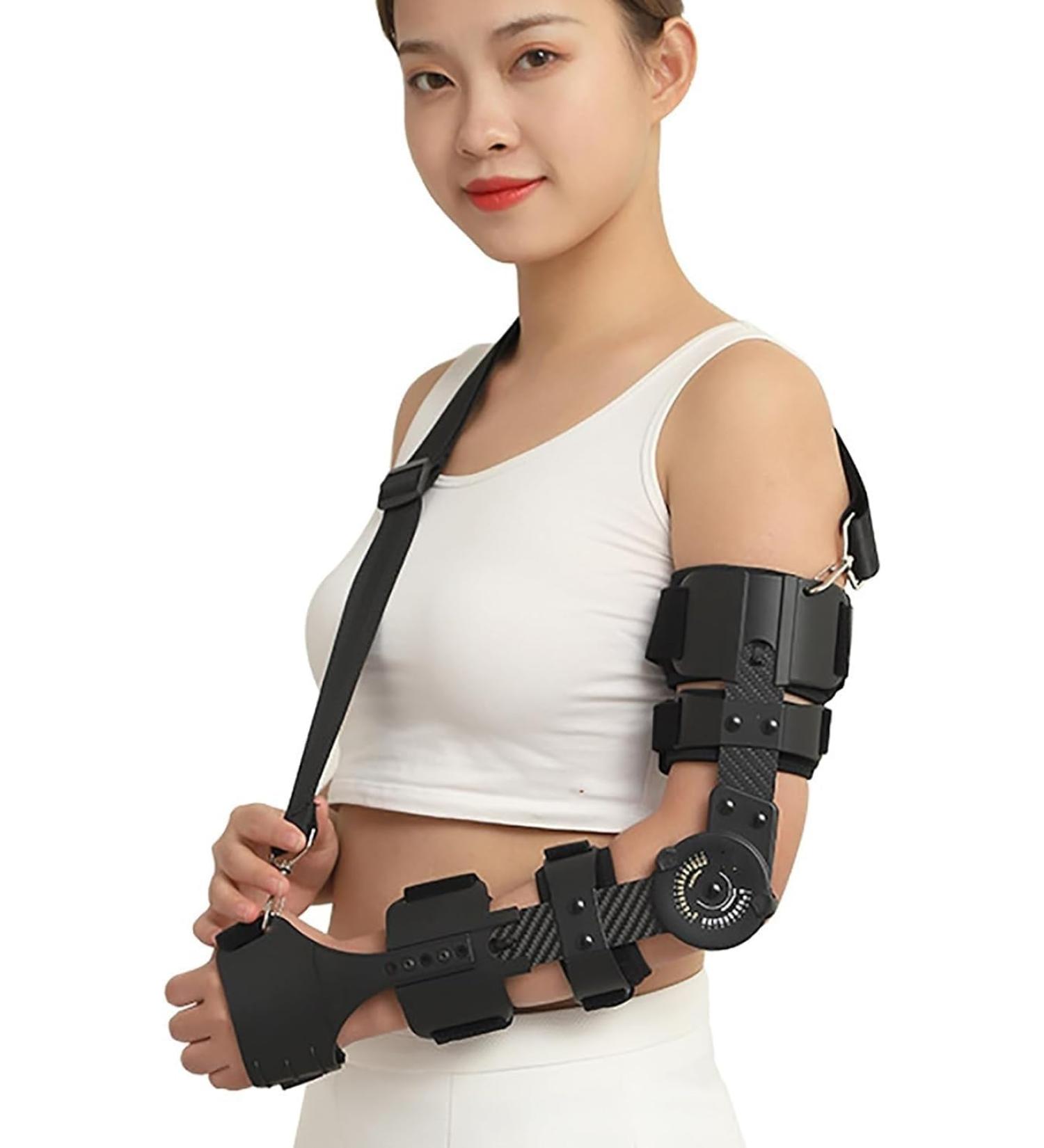 Arm Injury Recovery Brace - Hinged Adjustable Elbow Brace with Precision Dial | Comfortable Breathable Non-slip Design for Fracture Recovery (Right Arm - Buy Online on GoSupps.com