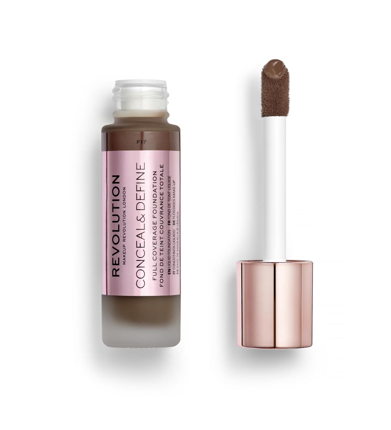 Revolution Beauty Conceal & Define Foundation | Full Coverage Matte Finish Vegan F17 Dark Skin Tones - International Shipping Available - Buy Online on GoSupps.com