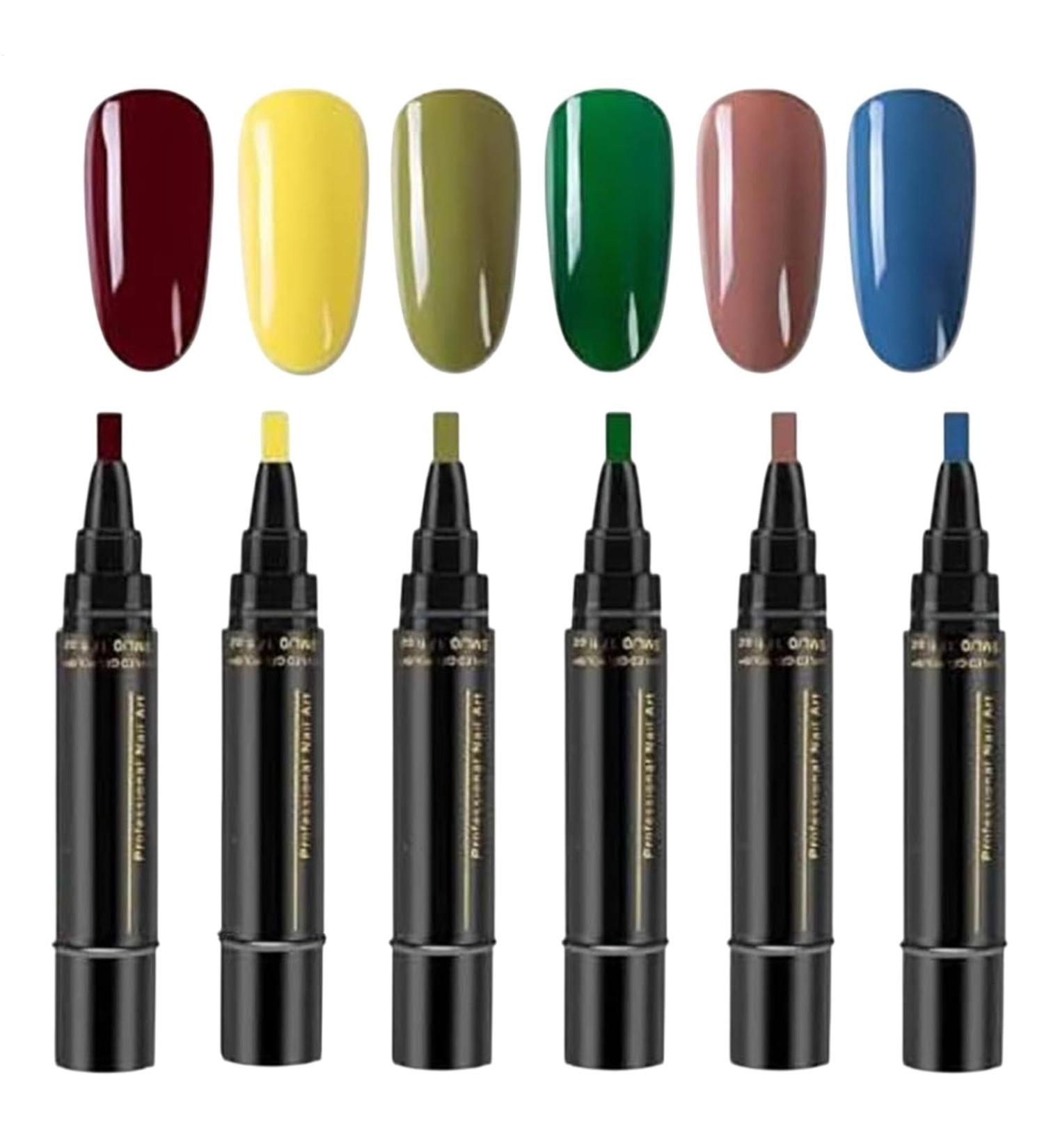  Shitafe Set of 6 gel nail pens - Quick drying - 6 colors - No UV nail polish accessories - For professional manicures - Buy Online on GoSupps.com