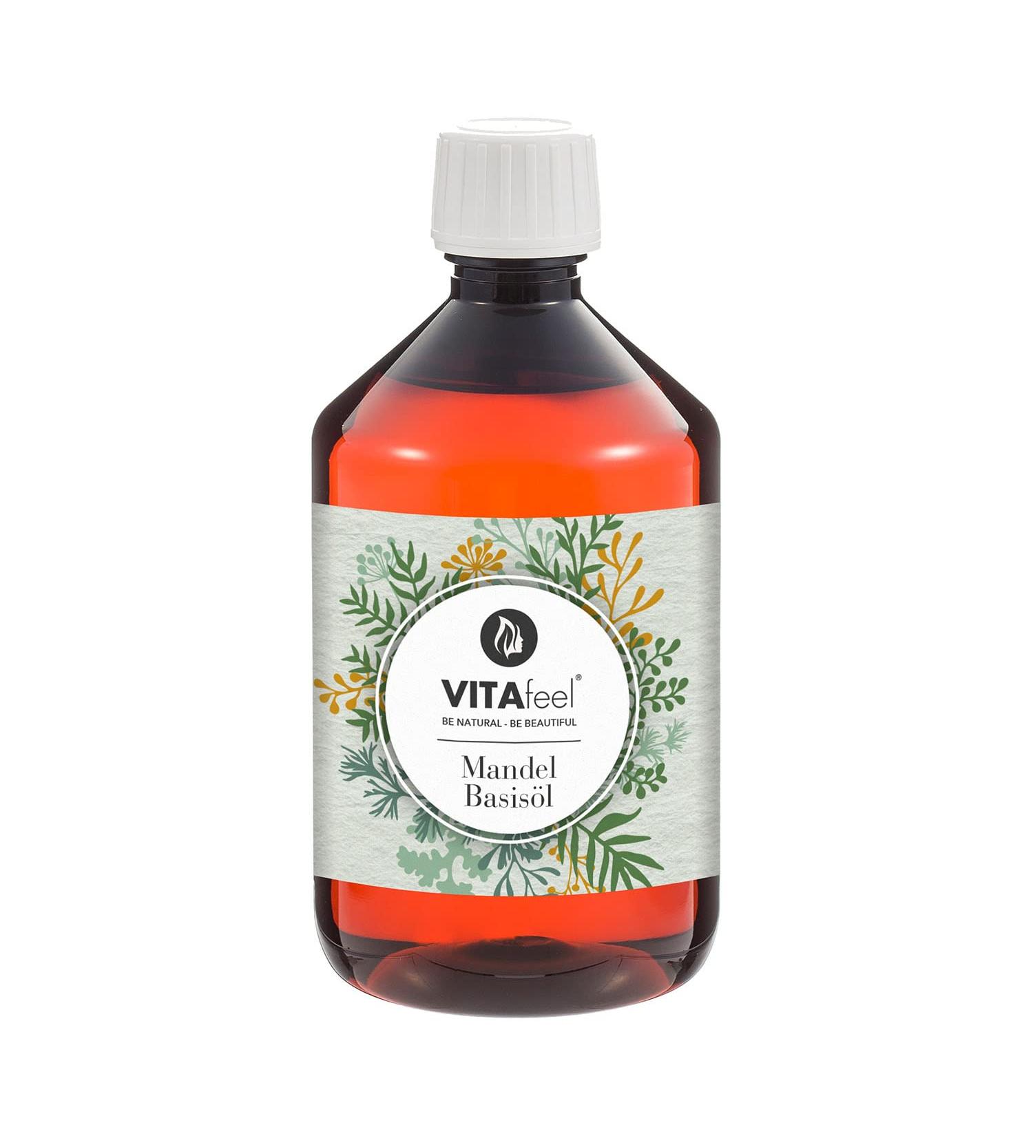 Vitafeel Almond Oil 500ml - Vegan GMO-Free | Ideal for Skin Hair & Aromatherapy | Essential Massage & Cosmetic Oil - Buy Online on GoSupps.com