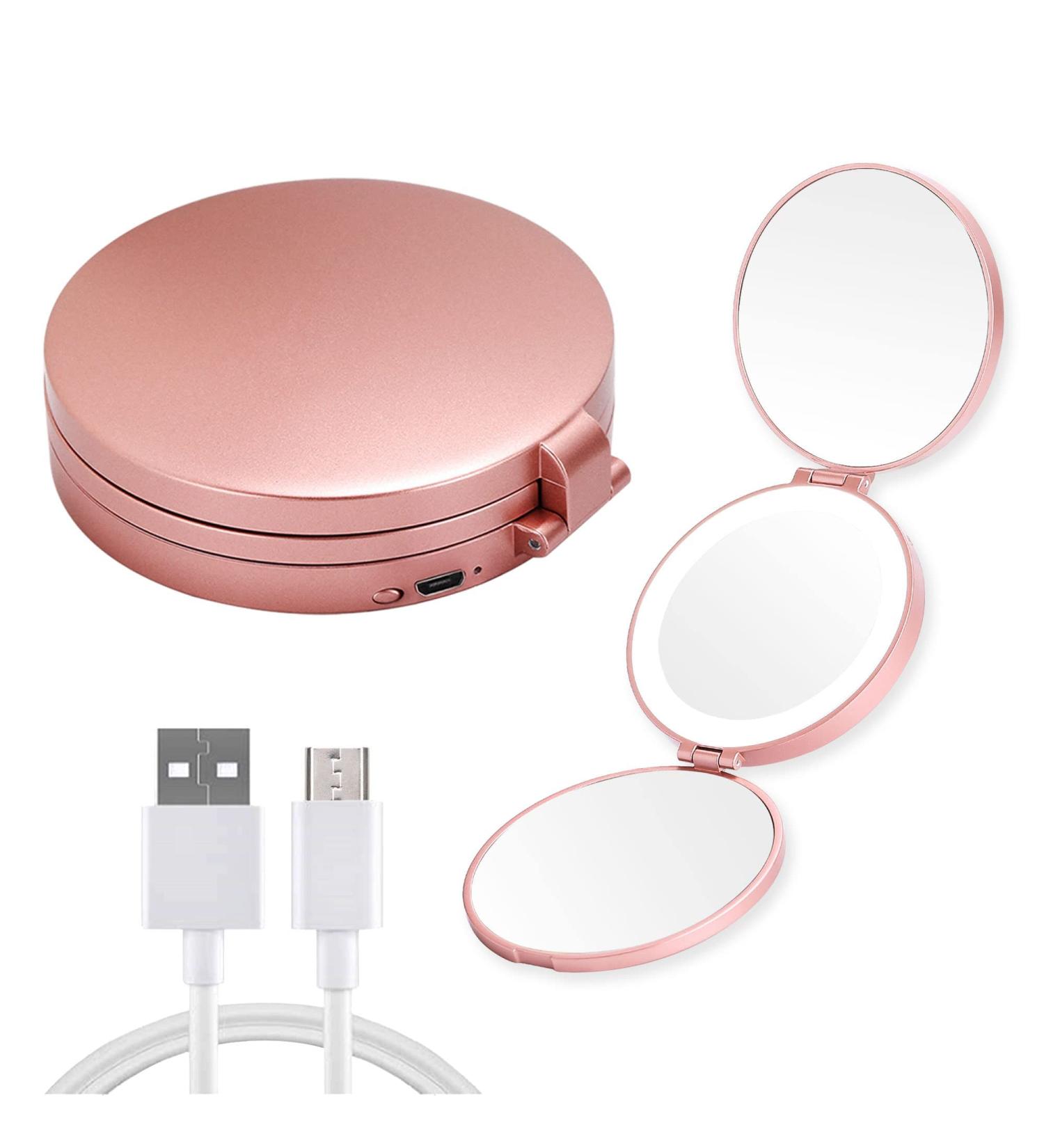 MIYADIVA LED Compact Mirror with Lights and Magnification - 1X 5X 20X Travel Magnifying Mirror - Portable Dimmable Beauty Gift - Buy Online on GoSupps.com