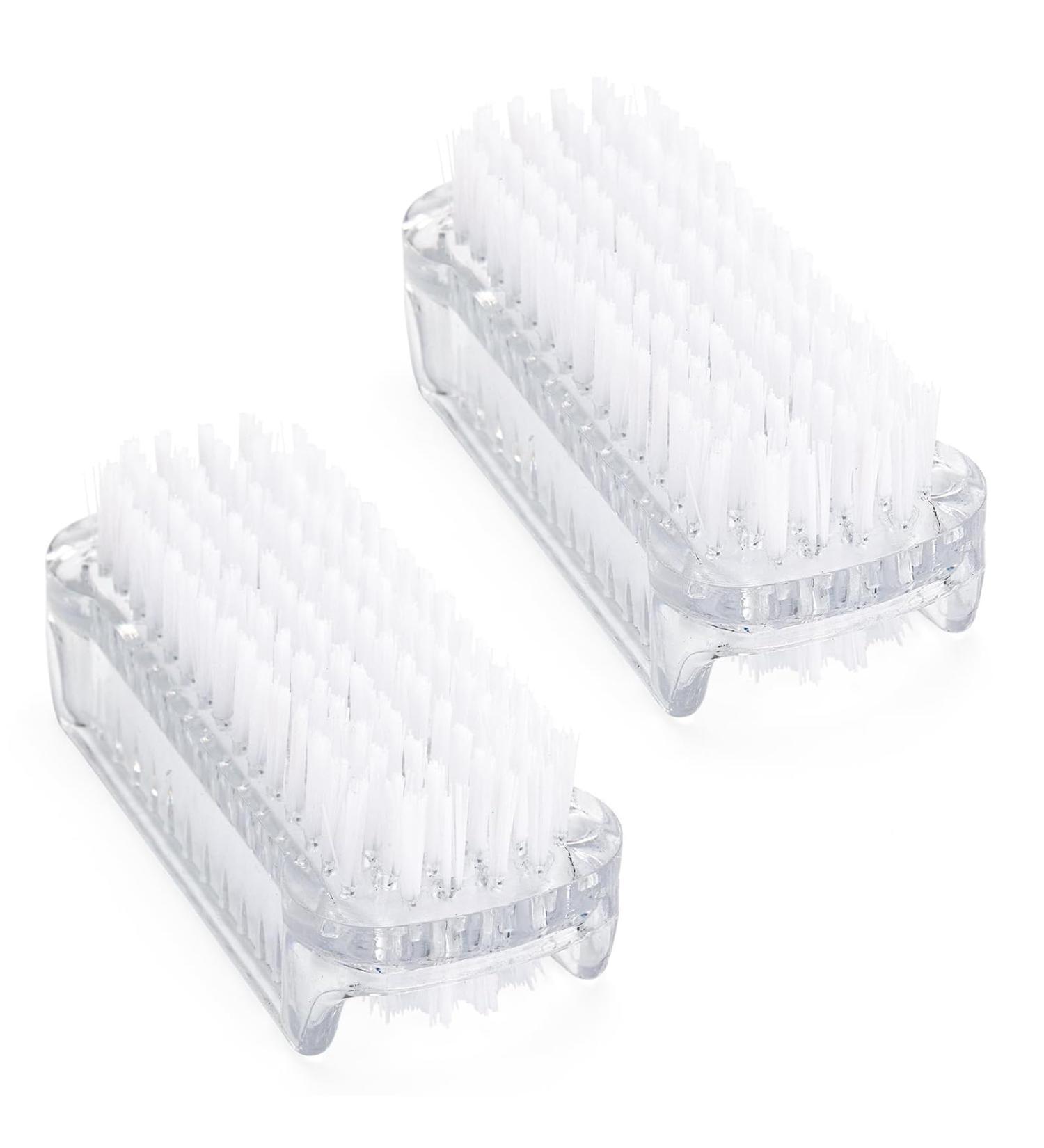 2-Piece Double-Sided Nail Brush Set | Transparent Hand Brushes for Men & Women | Ideal for Bath Sink & Workshop - Buy Online on GoSupps.com