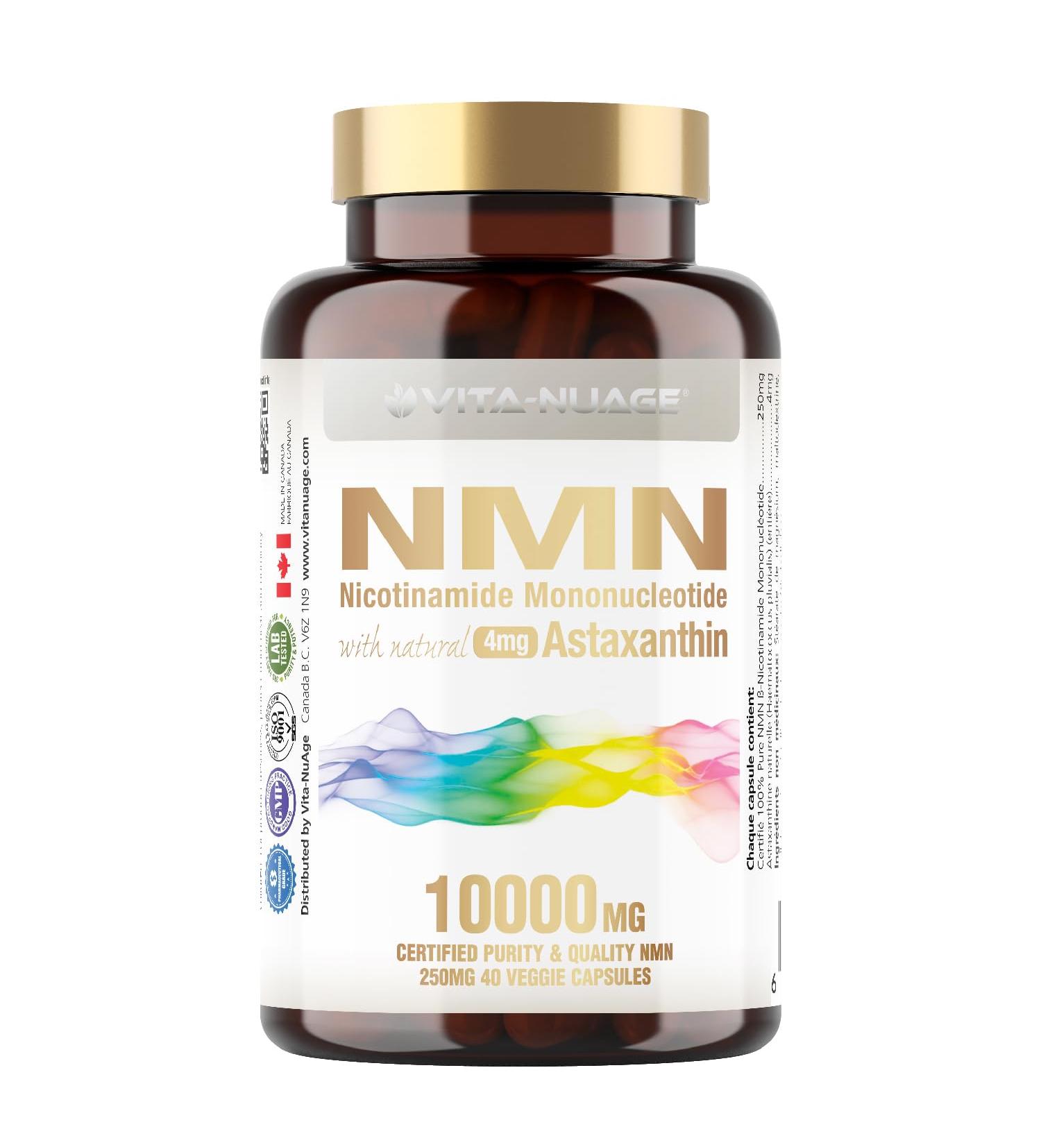 Vita-NuAge - NMN10000 Enhanced with Astaxanthin 100% Purity NMN 250mg per Capsule for a Powerful Ultra Fine NAD+ Boost. Elevate Cellular Energy Fortify Immunity and Embrace Healthy Aging (40 Count) 40 count (Pack of 1) - Buy Online on GoSupps.com