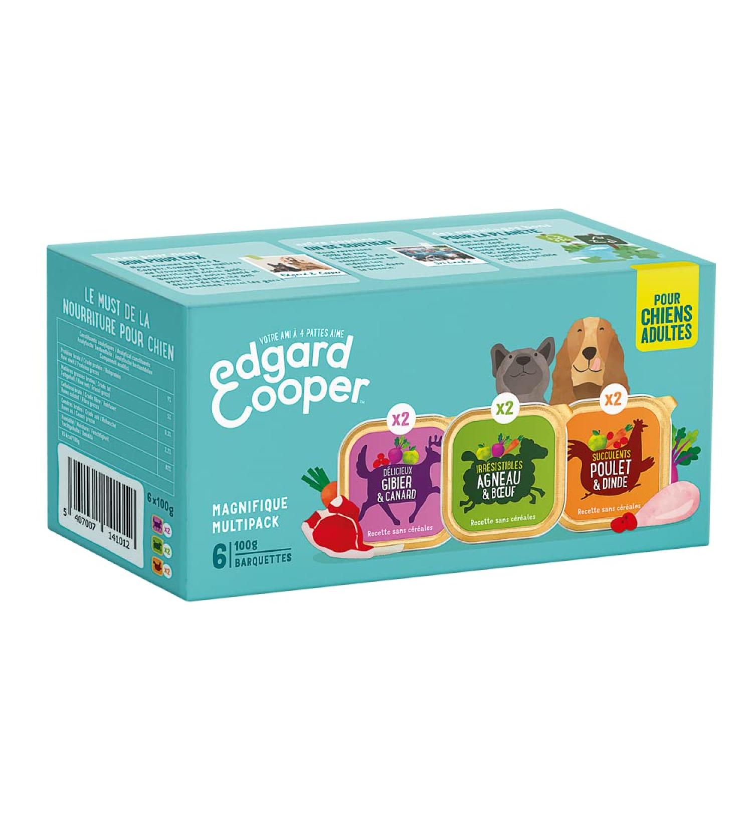 Edgard & Cooper Grain-Free Multipack Dose Pat e for Adult Dogs - 6 x 100g Chicken Lamb & Wild - Natural Healthy High-Quality Protein - Buy Online on GoSupps.com