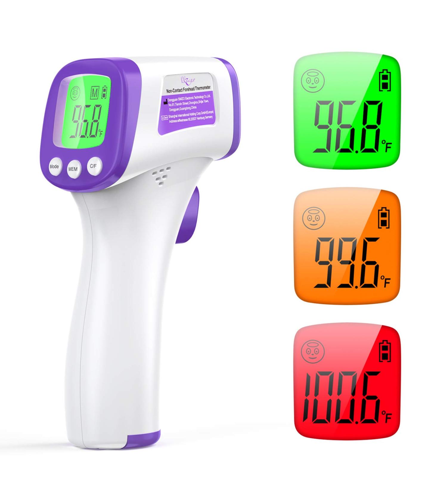 KKmier Infrared Forehead Thermometer - No Contact, 3-in-1 Temperature Gun for Baby, Kids, Adults - LCD Display - Buy Online on GoSupps.com