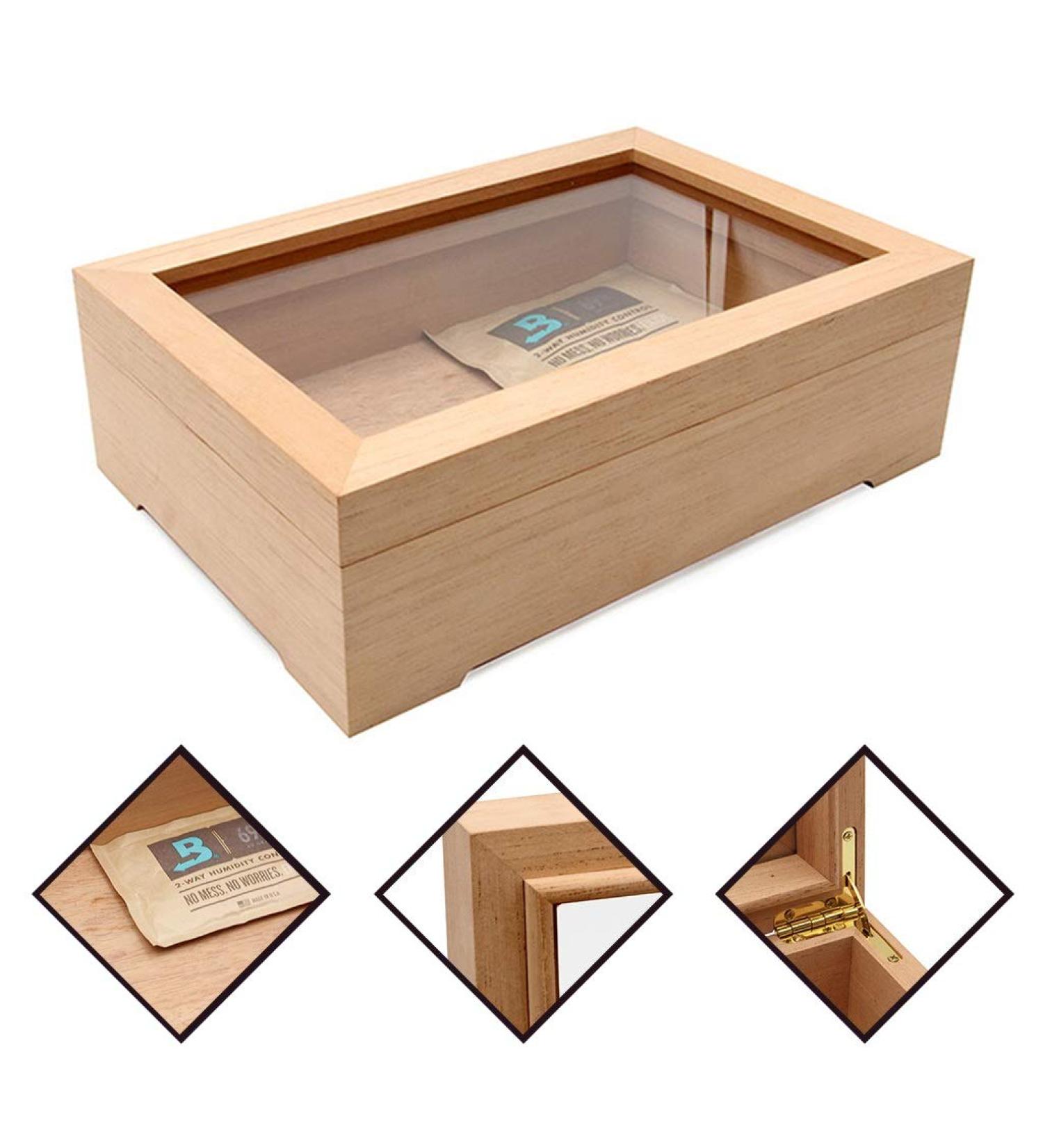 Cigar Box Barware Cigar Box Mellow Cigar Box Wooden Cigar Box Cigar Cabinet Large Capacity Cigar Box Moisturizing Box Simple Cigar Cabinet High-end Smoking Set Imported Cigar Multi-zone Storage Hygro 30*24*9.4cm Log Color - Buy Online on GoSupps.com