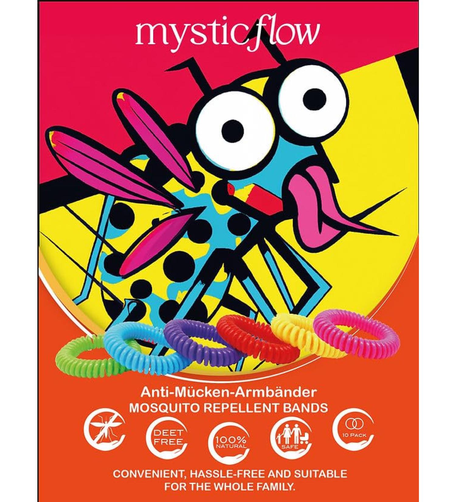 MysticFlow Mosquito Repellent Bracelets 10 Natural Essential Oil Bands DEET-Free & Eco-Friendly - Buy Online on GoSupps.com