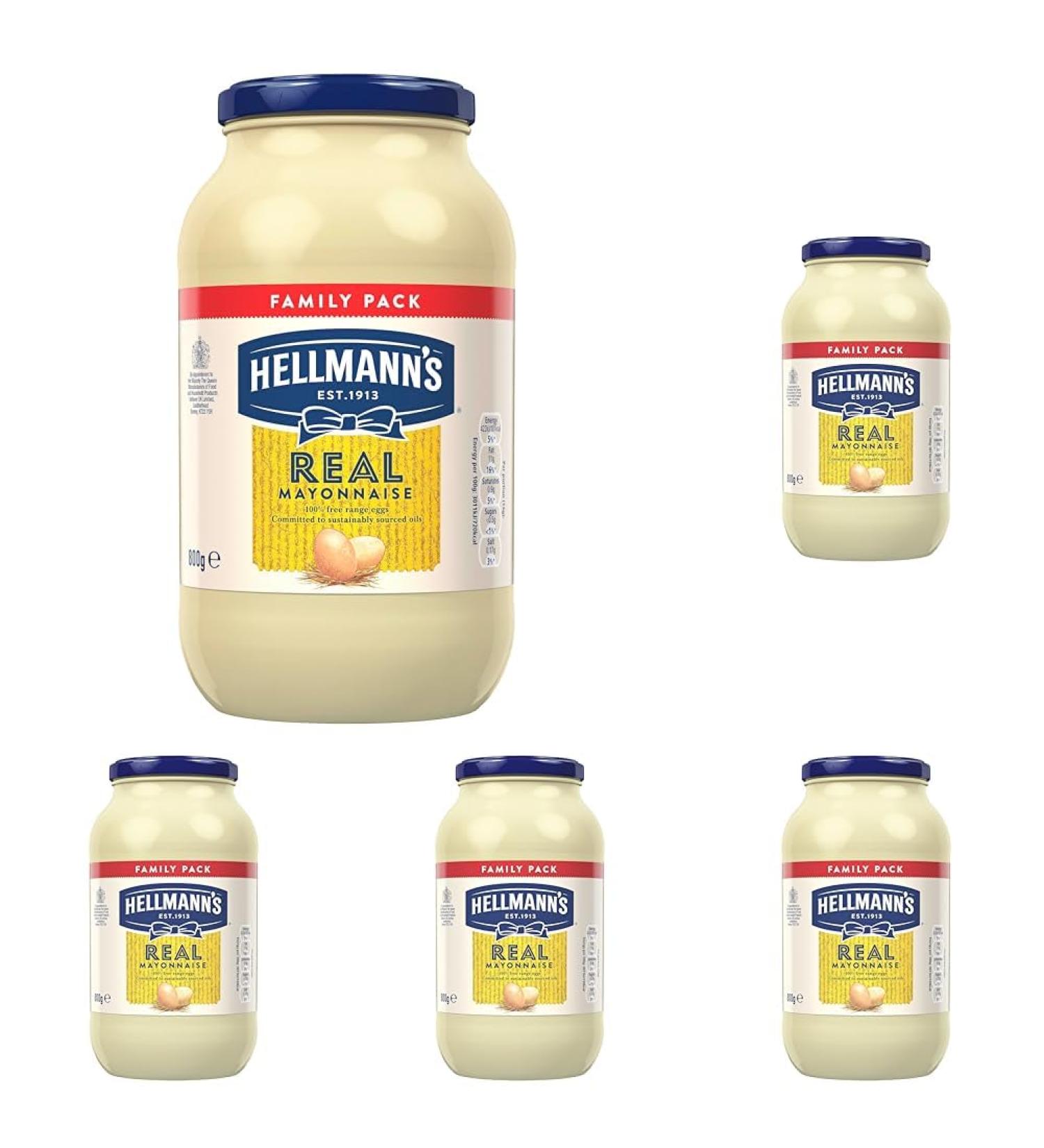 Hellmann's Real Mayonnaise with 100% free-range eggs and sustainably sourced oils for fries burgers and salads 800 g (Pack of 5) - Buy Online on GoSupps.com
