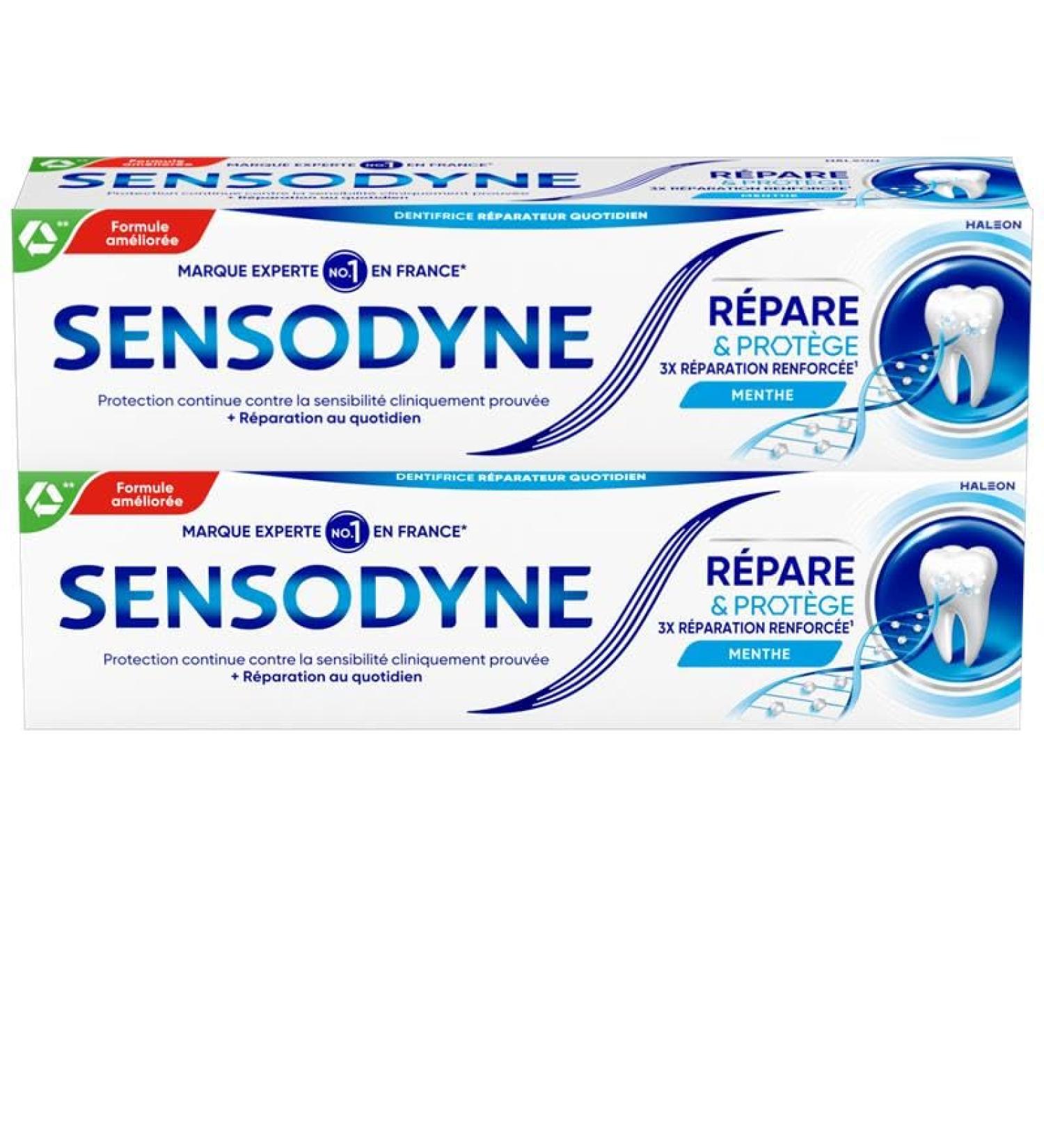 SENSODYNE Dentifrice R pare et Prot ge pour les Dents Sensibles Apporte une Protection Longue Dur e Menthe Lot de 2x75ml 75 ml (Lot de 2) Nouvelle Formule - Buy Online on GoSupps.com