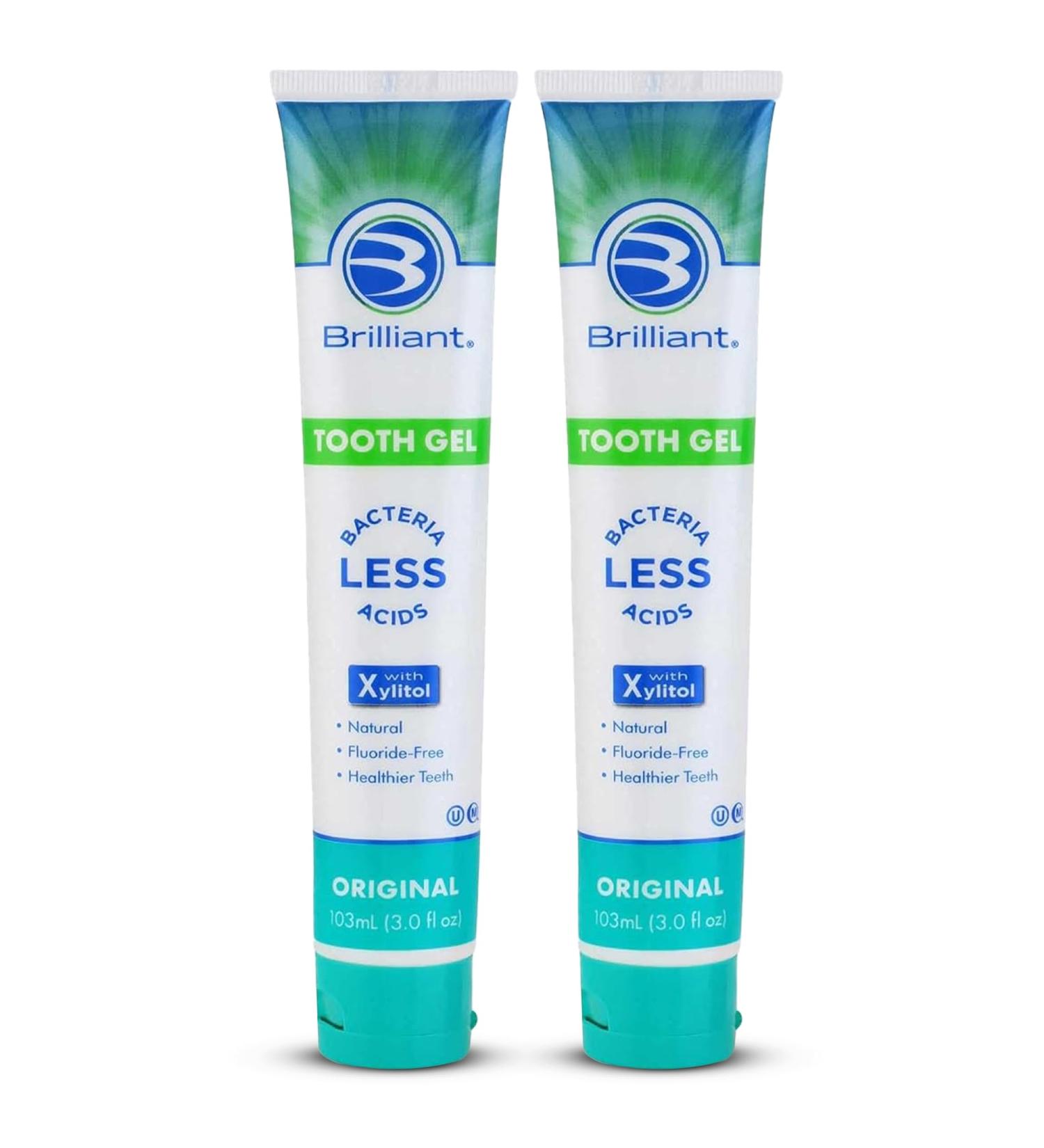 Brilliant Toothpaste Gel by Spry with Xylitol Fluoride Free Mint Free Safe If Swallowed Natural Original 3 oz 2pk Original 3 Fl Oz (Pack of 2) - Buy Online on GoSupps.com