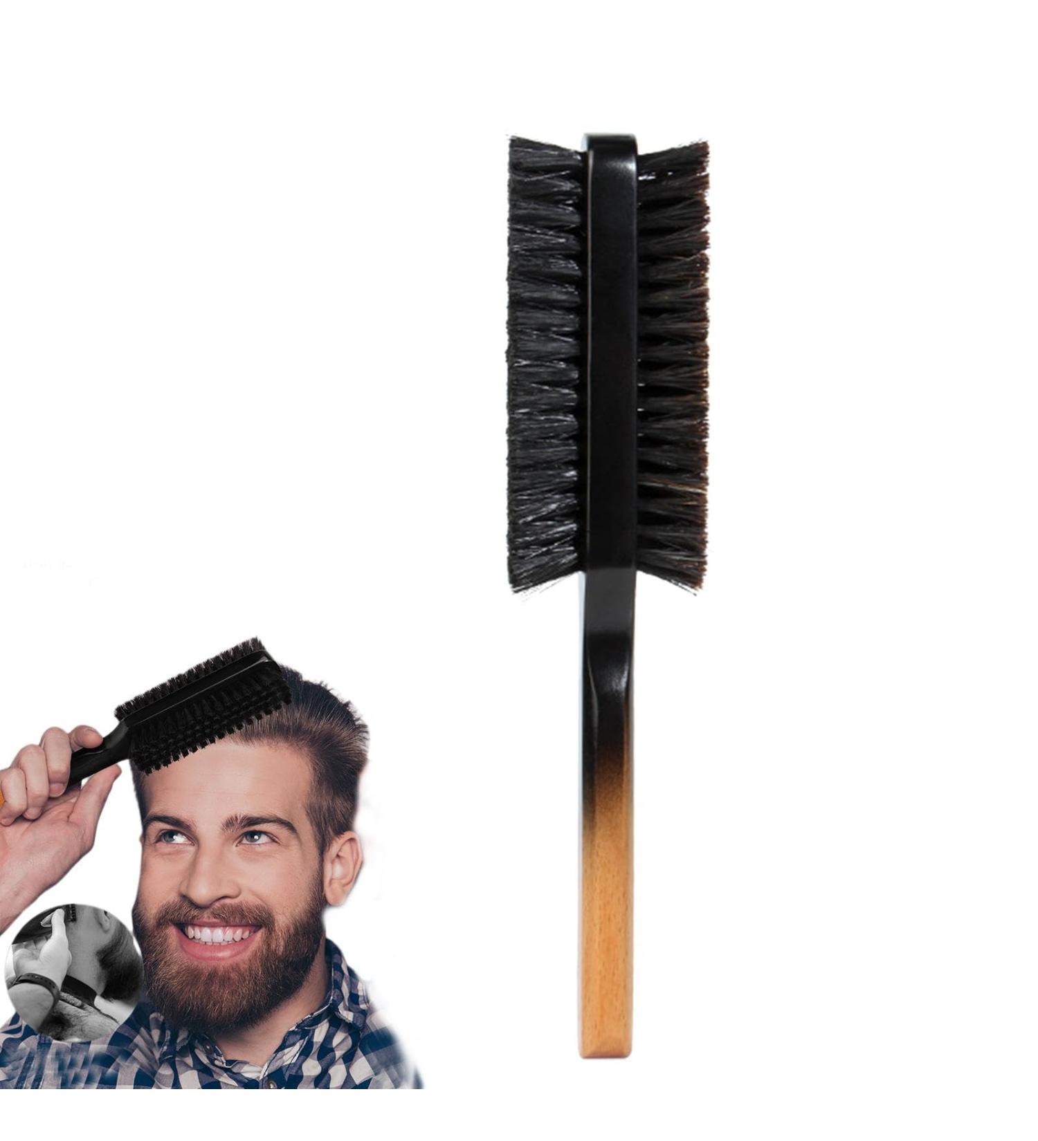 Boar Bristle Nylon Brush | Slick Hair Styling Double-Sided Mustache Brush With Wood Handle | Hairstyle Brush Beard Care For Home Travel Camping Business Trip Vacation - Buy Online on GoSupps.com