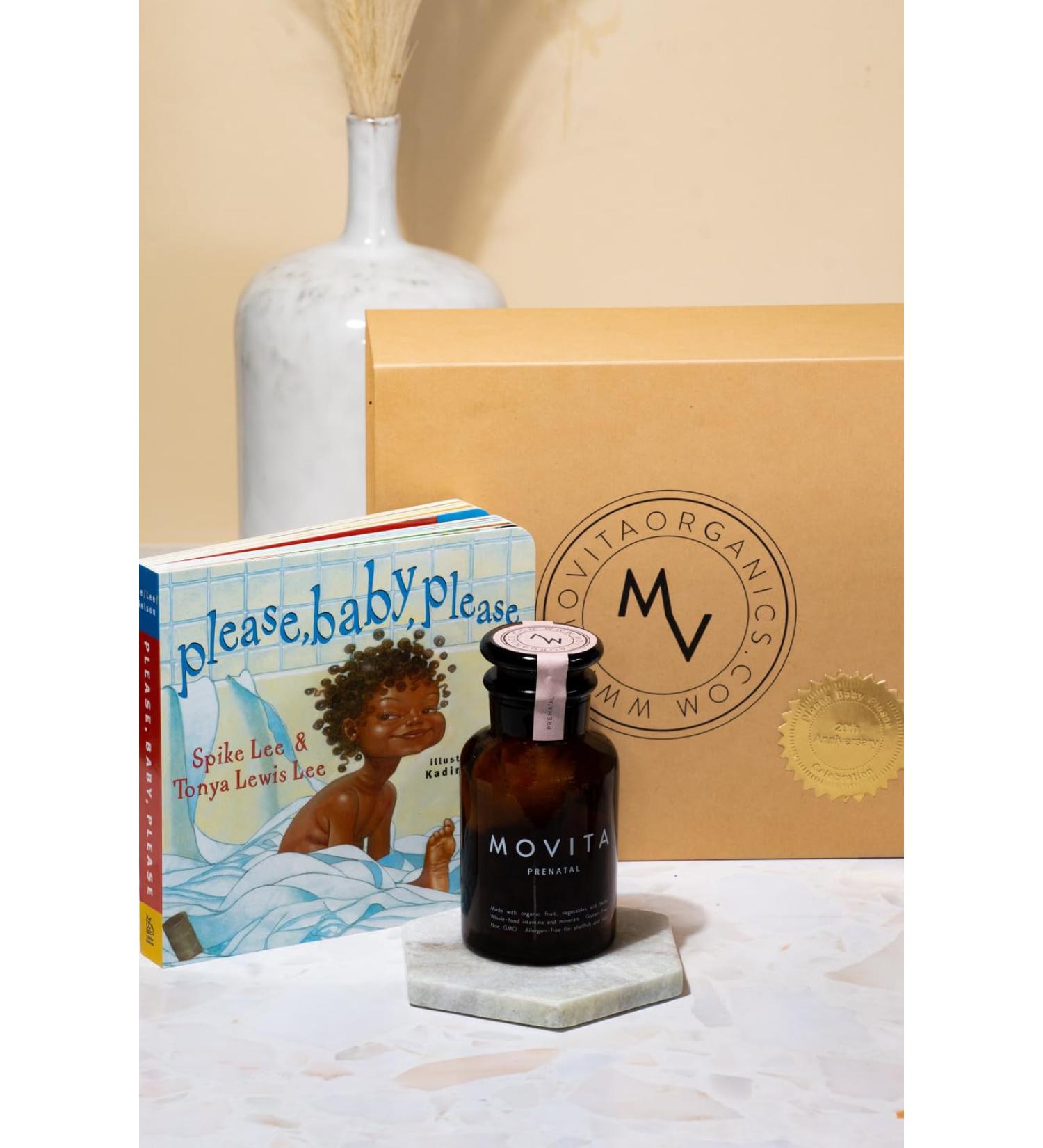 Movita Prenatal Gift Set with Prenatal Vitamin Bottle and "Please Baby Please" Book for Healthy Mom and Baby - During Pregnancy & Breastfeeding - Fermented Whole Foods Vitamins - Buy Online on GoSupps.com