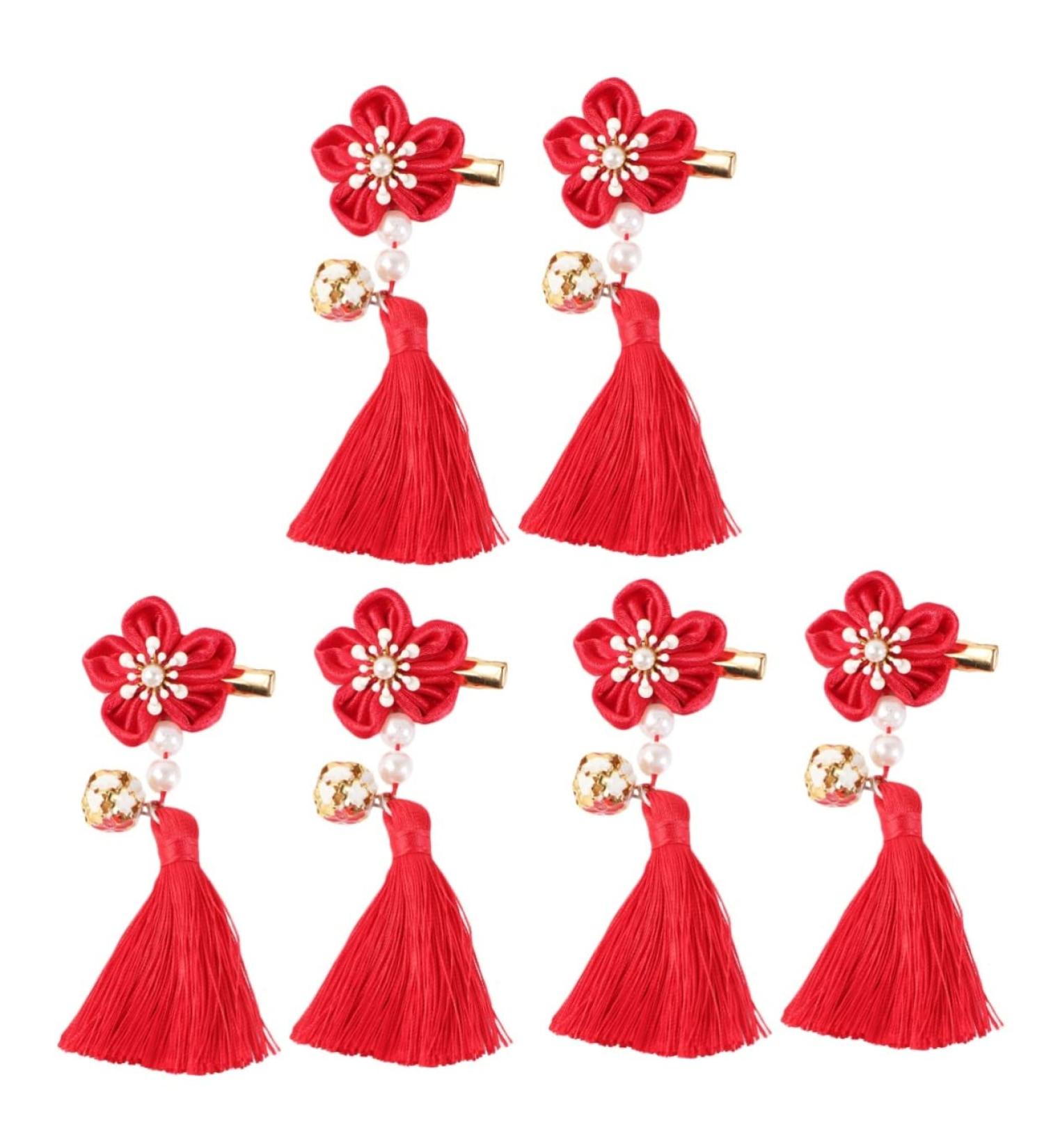 ibasenice 3 Pairs Hair Clips for Kids Hair Clips for Bows Kids Hairpin for New Year Hair Clips for Children Barrettes for Girls Hair Barrettes Tassel Hairpin Issue Card Chinese Style - Buy Online on GoSupps.com