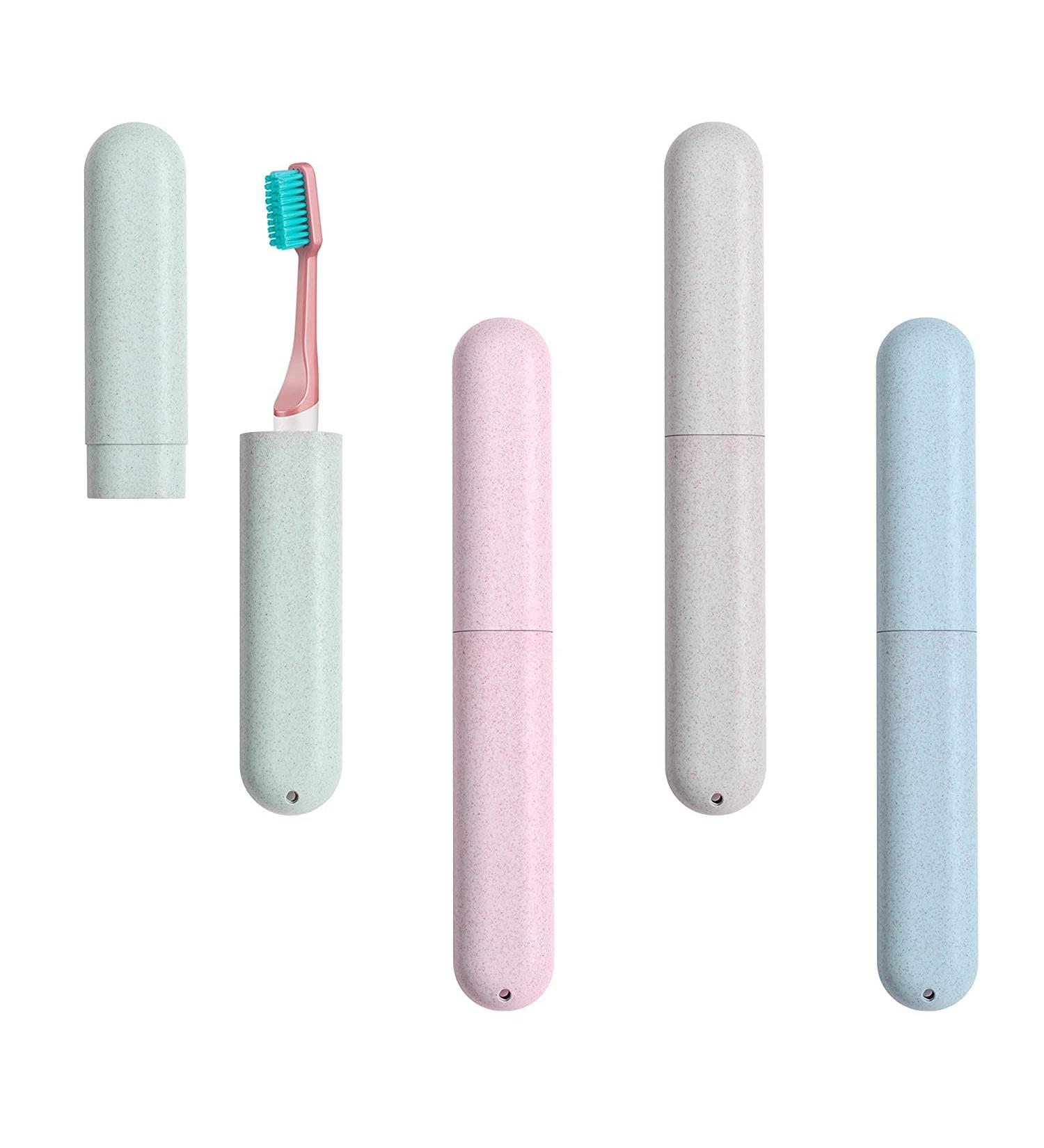 LOVEWEE 4 Pack Travel Toothbrush Case Plastic Portable Toothbrush Holder for Travel Business Home Camping School