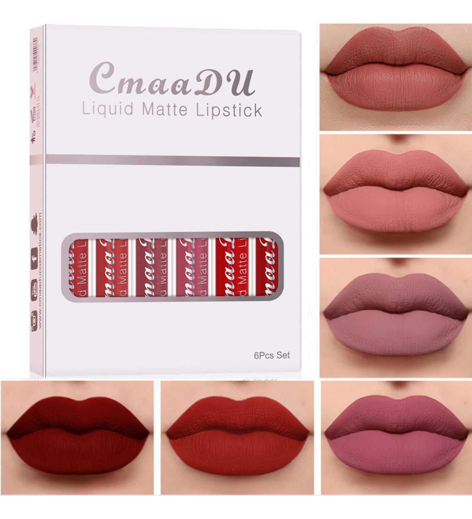 Buy Professional Matt Waterproof Lip Gloss Set | 6 Durable Liquid Lipsticks | Sexy Moisturizing Makeup - Buy Online on GoSupps.com