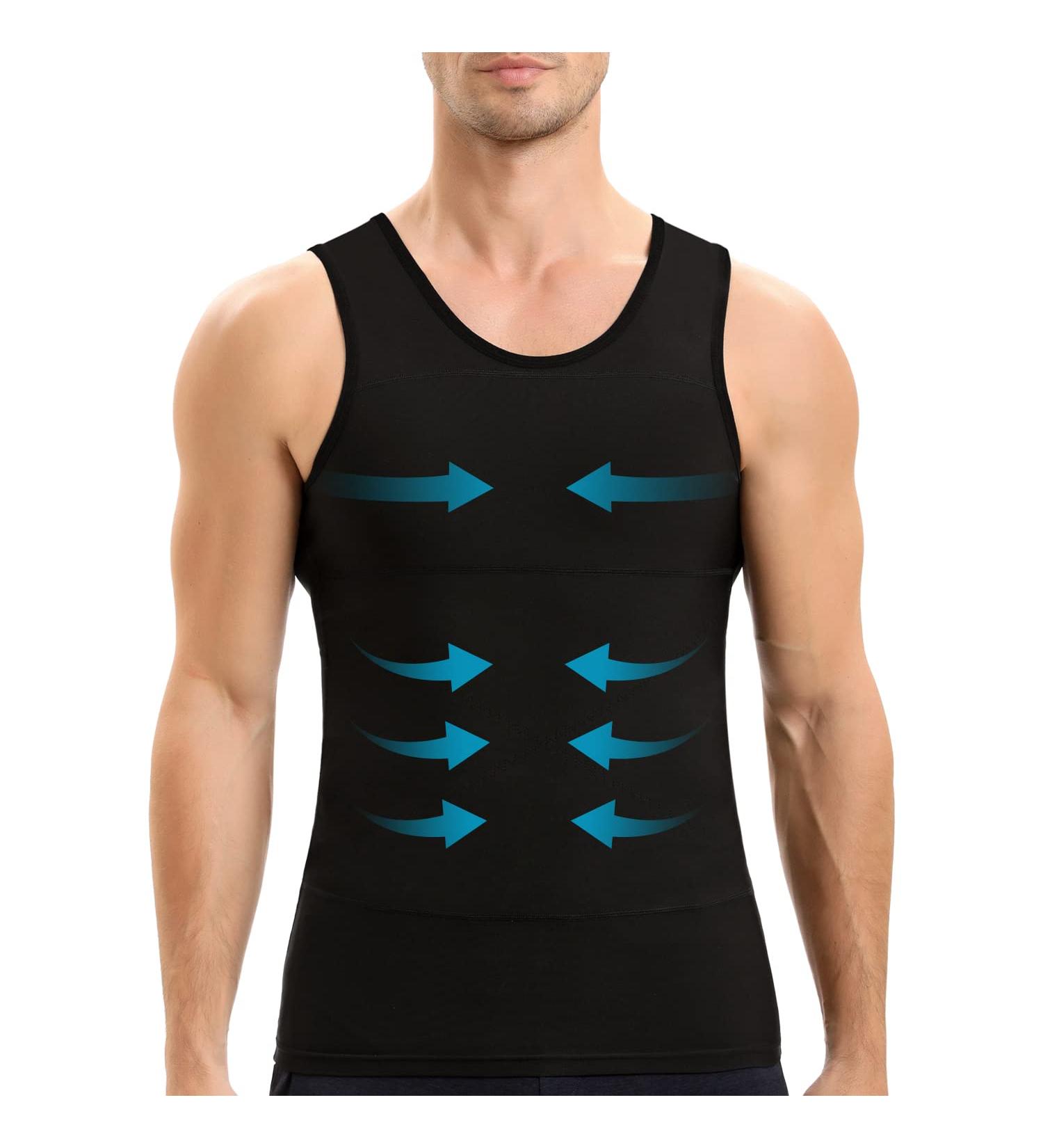 Men's Gynecomastia Compression Shirt - Slimming Body Shaper Tank Top | Tummy Control Undershirt - Black | X-Large - Buy Online on GoSupps.com