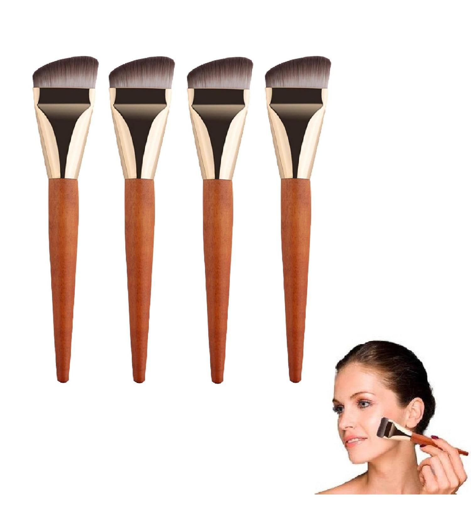 Ultra-Thin Traceless Foundation Brush 4 Professional Flat-Head Makeup Brushes Precise Fit Make Up Brushes Face Brush Contour Brush with Wooden Handle Blending Brush for Liquid Cream & Powder B*4 - Buy Online on GoSupps.com