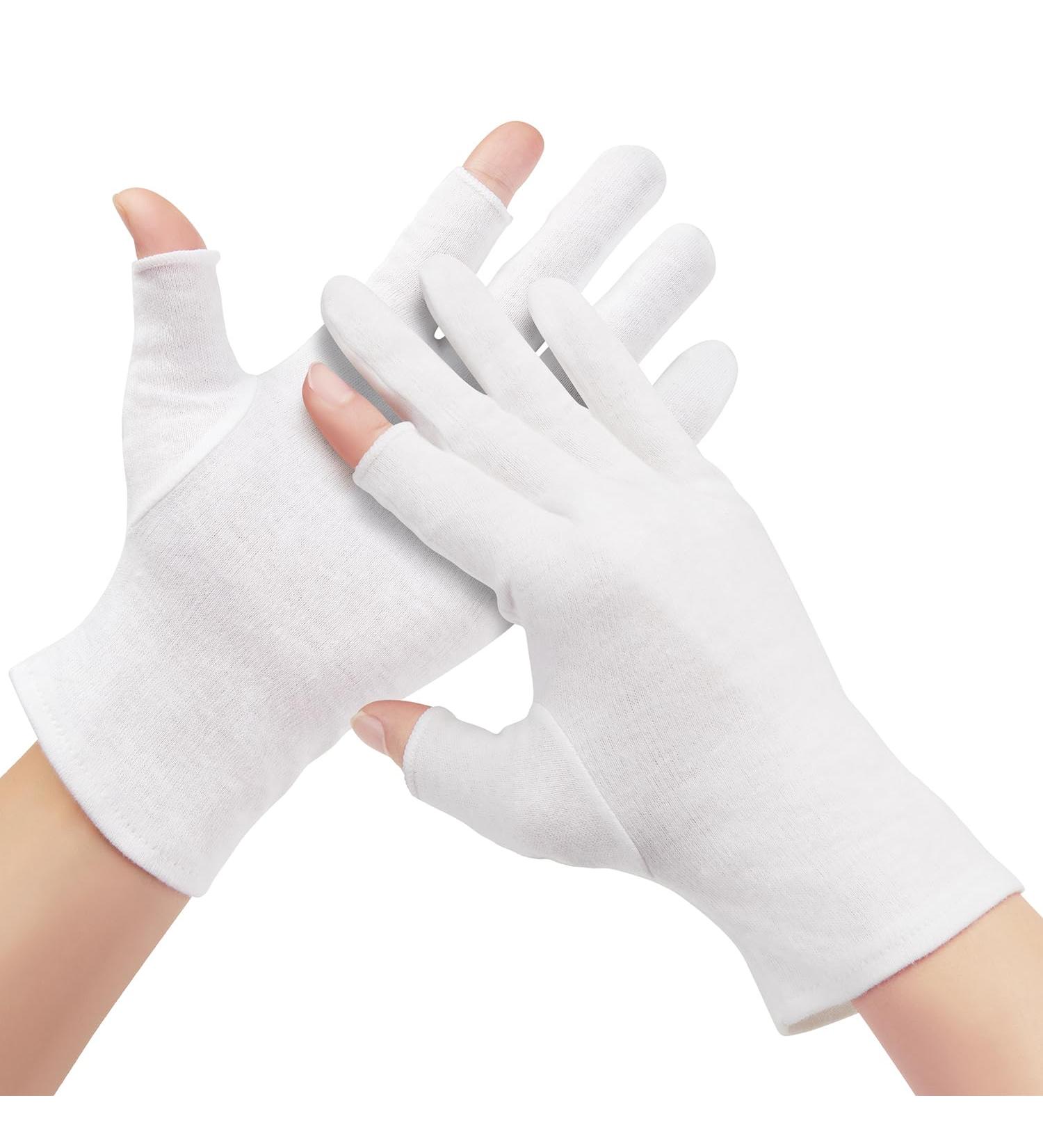 4 Pairs Cotton Moisturizing Touchscreen Gloves for Dry Hands & Eczema - Overnight Spa Treatment & Lotion Use - 100% White Cotton - Buy Online on GoSupps.com