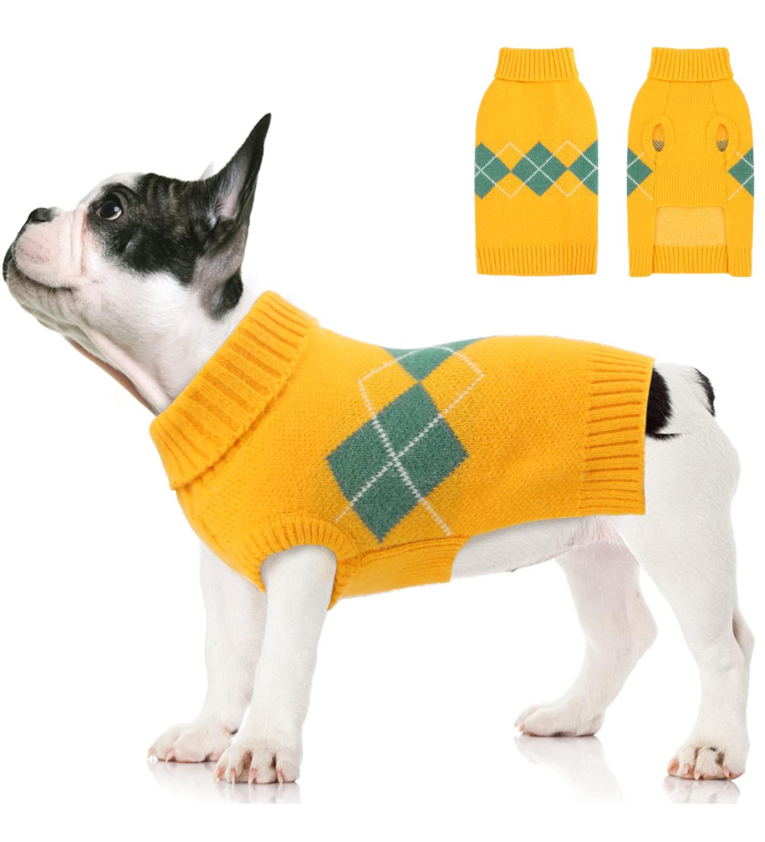 Shop Cozy Yellow XL Dog Sweater | Autumn Winter Puppy Clothing & Cat Sweater - Warm Pet Coat & Costume - Buy Online on GoSupps.com