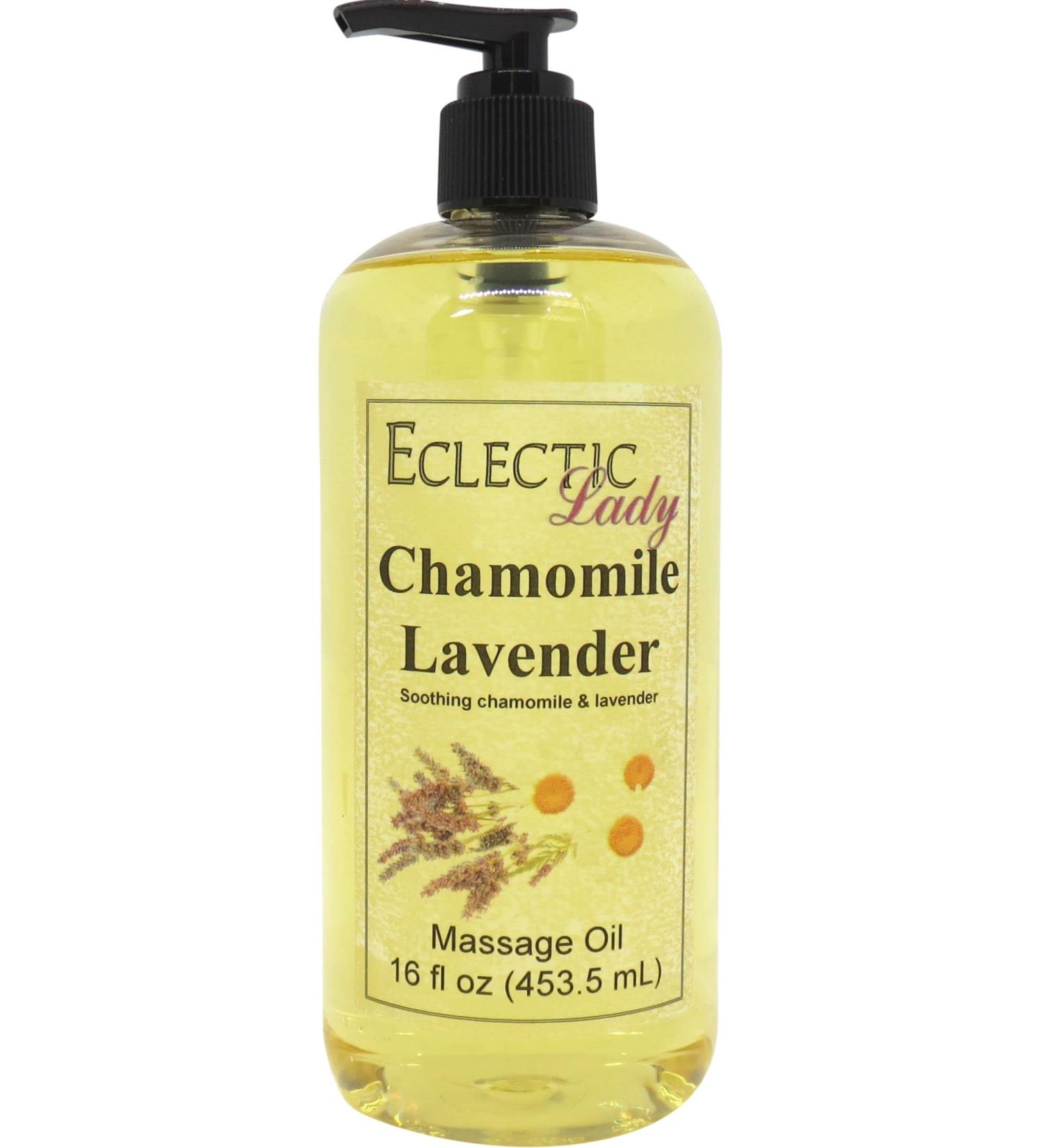Chamomile Lavender Massage Oil 16oz | Sweet Almond & Jojoba Oil | Preservative-Free Aromatherapy Relaxation - Buy Online on GoSupps.com