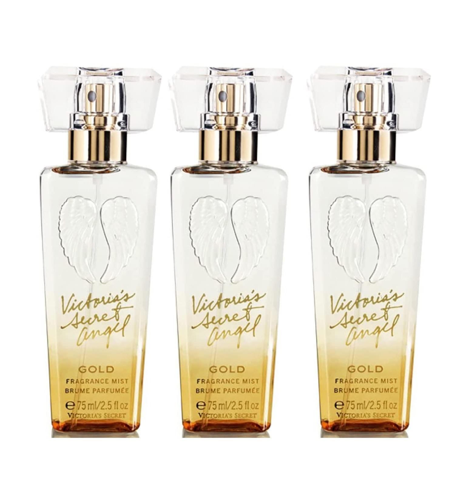 Victoria's Secret Body Fragrance Mist Travel Size 2.5 Fl Oz Lot of 3 (Angel Gold)