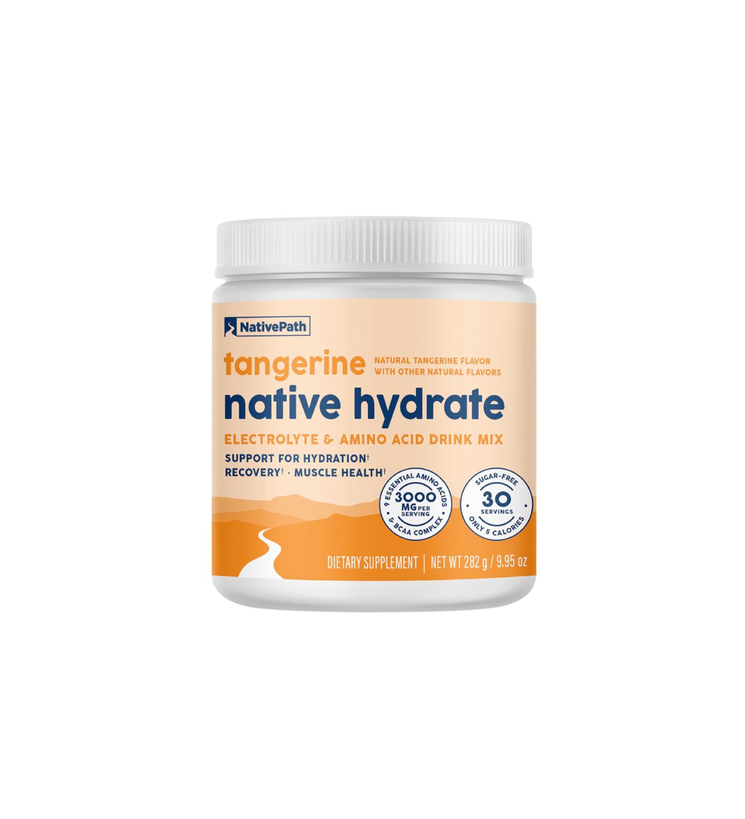 Buy NativePath Native Hydrate - Zero Sugar Electrolyte Powder with BCAAs Tangerine Flavor Keto & Paleo Friendly 30 Servings - International Shipping Available - Buy Online on GoSupps.com