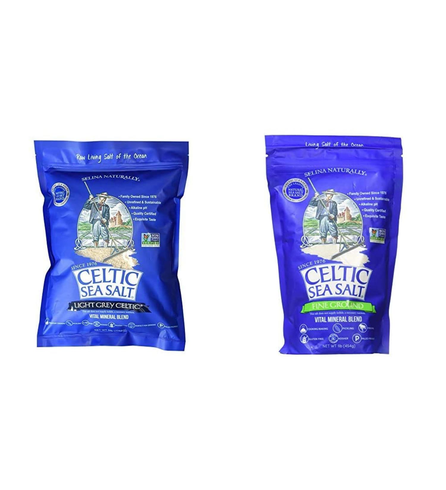 Light Grey Celtic Sea Salt 5lb Resealable Bag - Additive-Free, Perfect for Cooking & Fine Ground - Buy Online on GoSupps.com