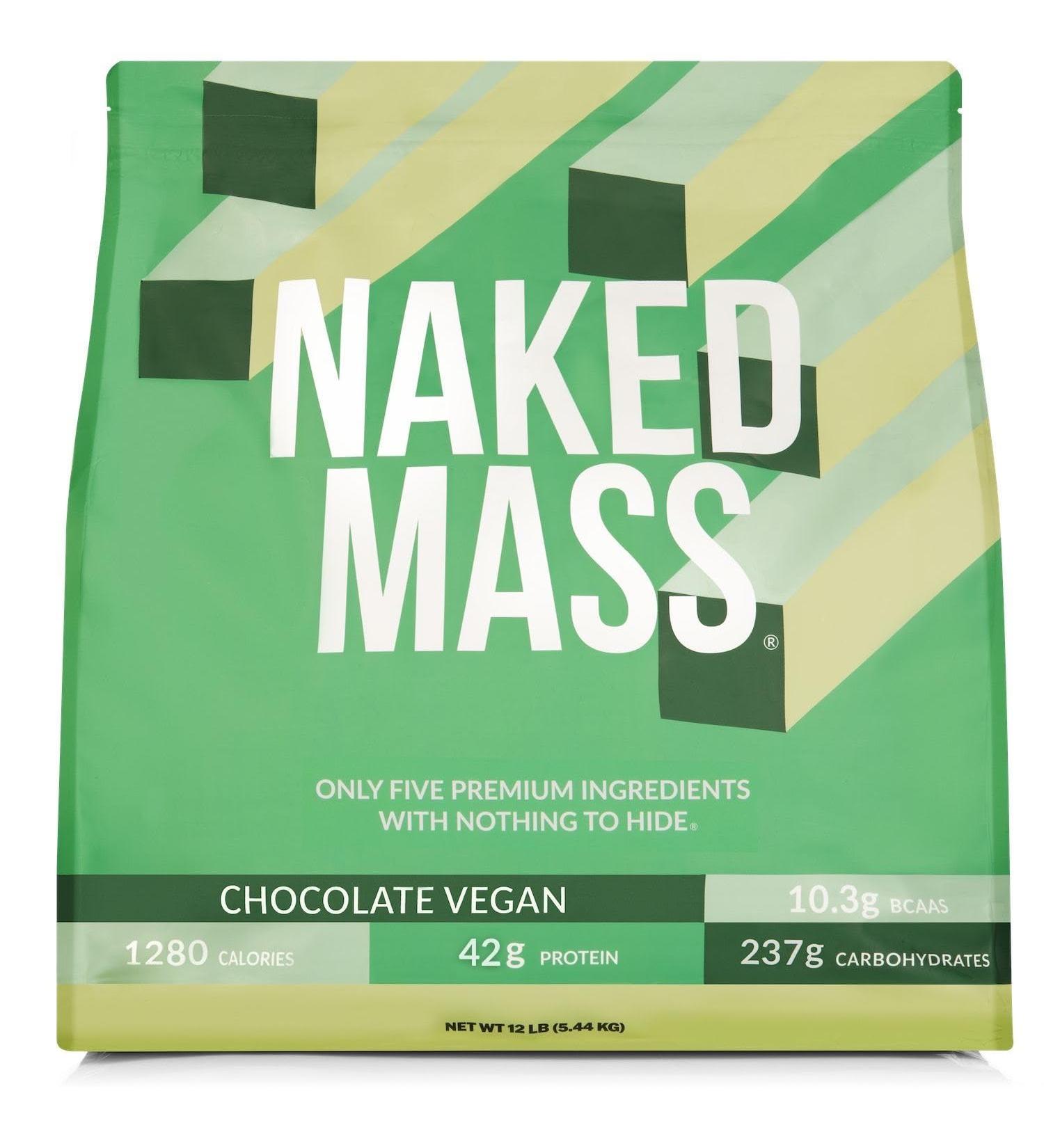 NAKED Vegan Mass - Chocolate Vegan Weight Gainer - 1 280 Calories Non-GMO Soy & Gluten Free No Artificial Ingredients - 12LB Bulk - 17 Servings Chocolate 12 Pound (Pack of 1) - Buy Online on GoSupps.com