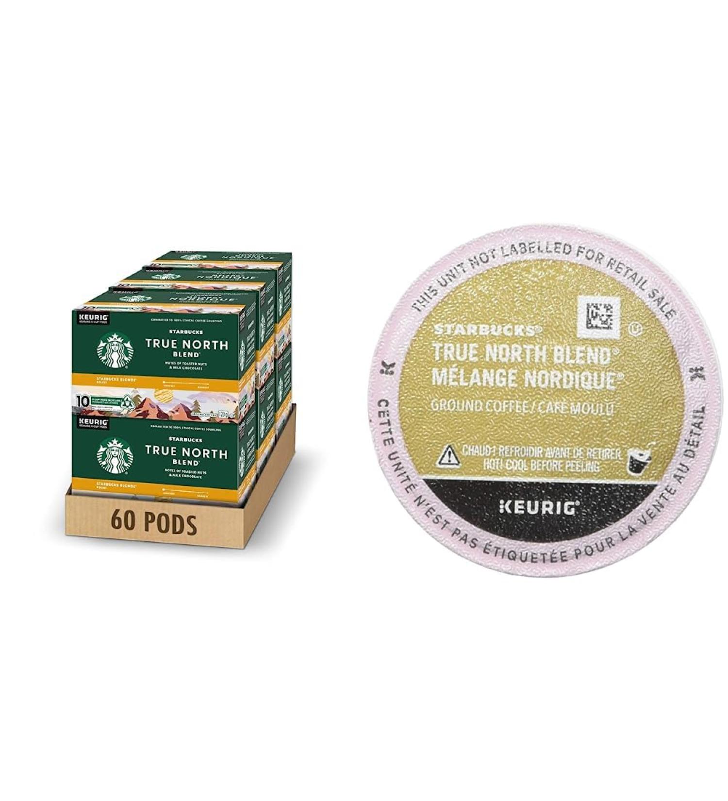 Starbucks True North Blonde Light Roast Coffee Single Serve Keurig K-cup Pods 6 Boxes 60 Capsules & True North Coffee K-Cup Portion Pack for Keurig Brewers (24 Pack) K-Cup Pods+ Coffee True North Blonde 60 Count (Pack of 1) - Buy Online on GoSupps.com