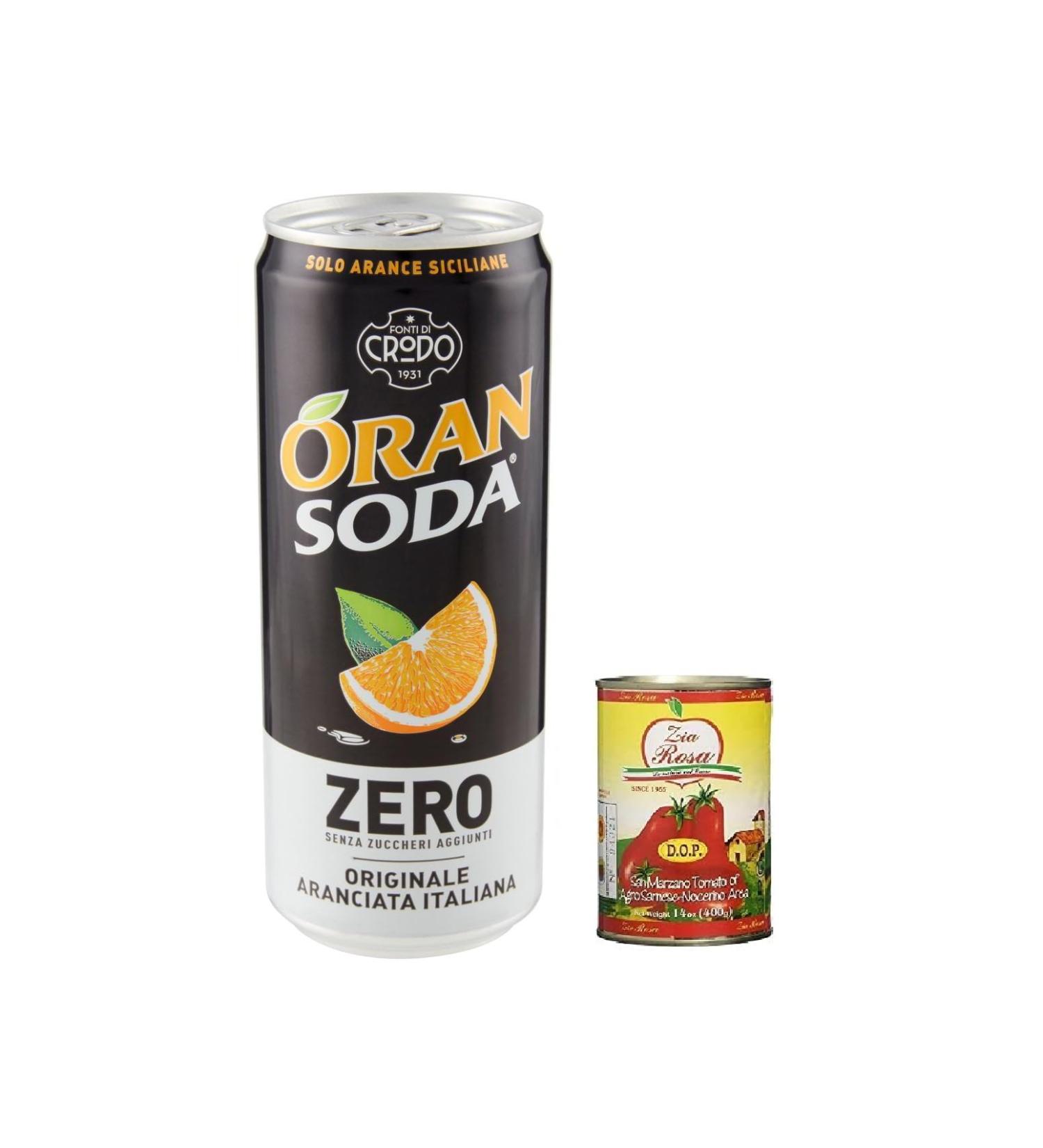  Zia Rosa Oransoda Zero Orange Lemonade Refreshing Drinks No Sugar Added 13 cl + Zia Rosa DOP Pomodoro San Marzano Campania Tomato 400g Box - Buy Online on GoSupps.com