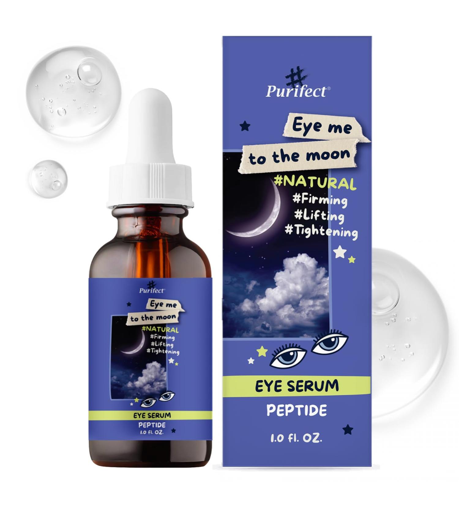 Buy Purifect Eye Me to the Moon Peptide Eye Serum - Made in USA Natural Retinol Niacinamide Under Eye Care Anti-Aging & Brightening - 1oz/30ml - Buy Online on GoSupps.com