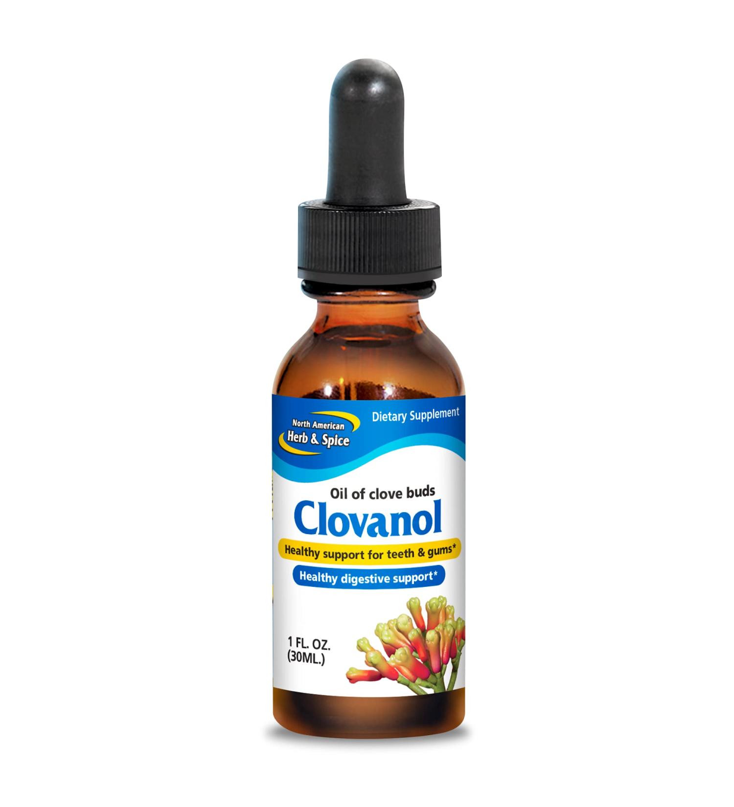 Clovanol Oil of Clove Buds - 1 fl oz | Teeth & Gums Support | Non-GMO, Kosher | 318 Servings - Buy Online on GoSupps.com