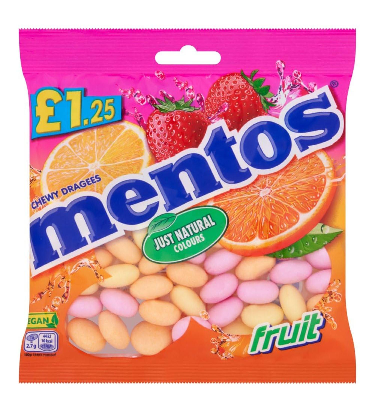 Mentos Chewy Dragees Fruit 12 x 135g PMP Bags