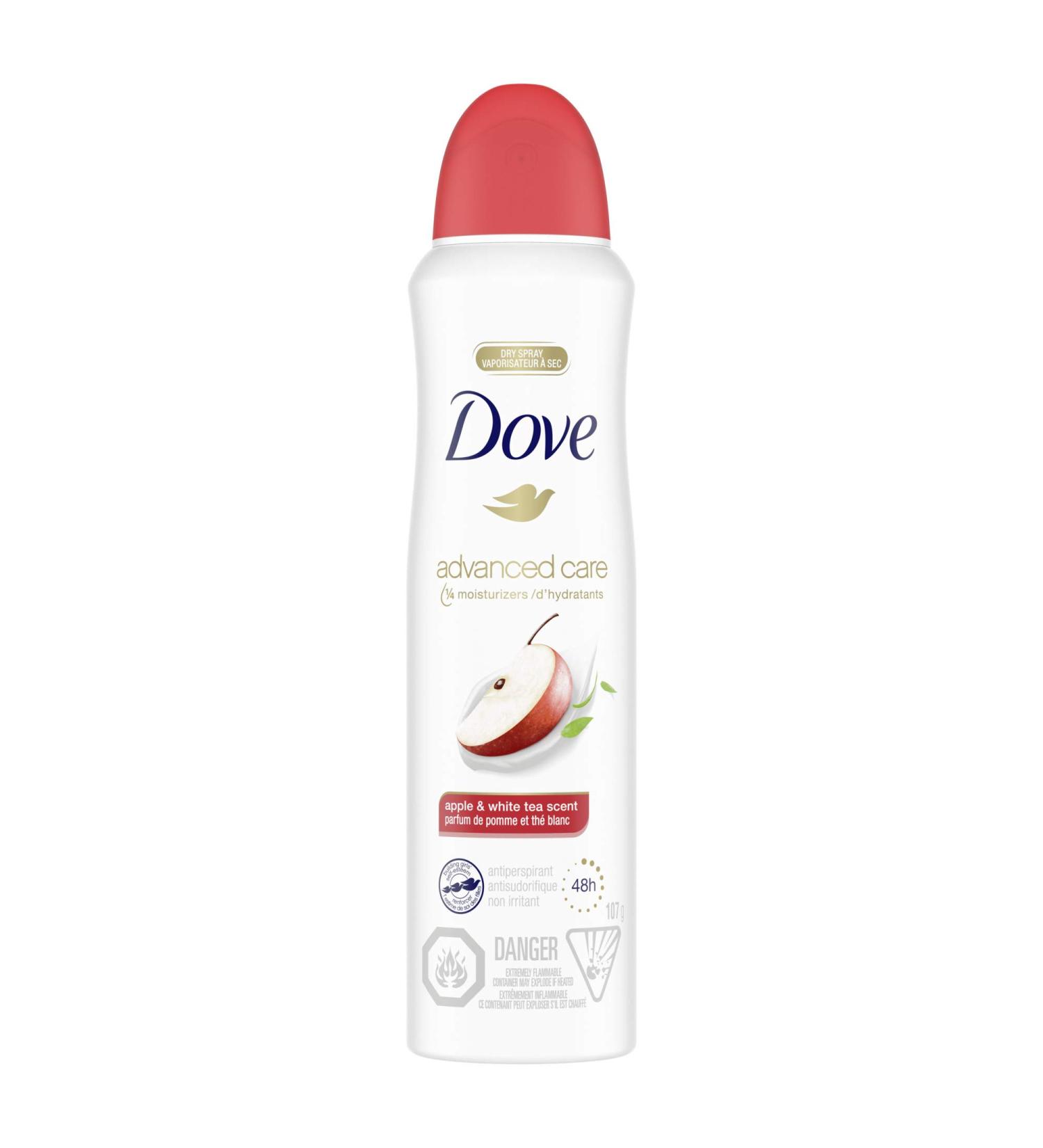 Dove Advanced Care Dry Spray Antiperspirant Deodorant for Women Apple & White Tea Scent with Pro-Ceramide Technology for Soft Resilent Skin 107 g - Buy Online on GoSupps.com