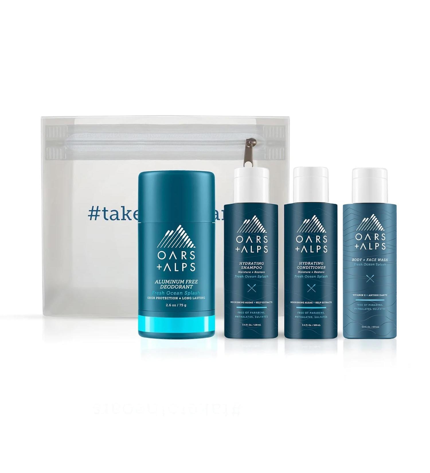Buy Oars + Alps Hair and Body Travel Kit for Men - TSA Friendly Sulfate Free Shampoo Conditioner Body Wash & Deodorant - Fresh Ocean Splash Scent - International Shipping Available - Buy Online on GoSupps.com