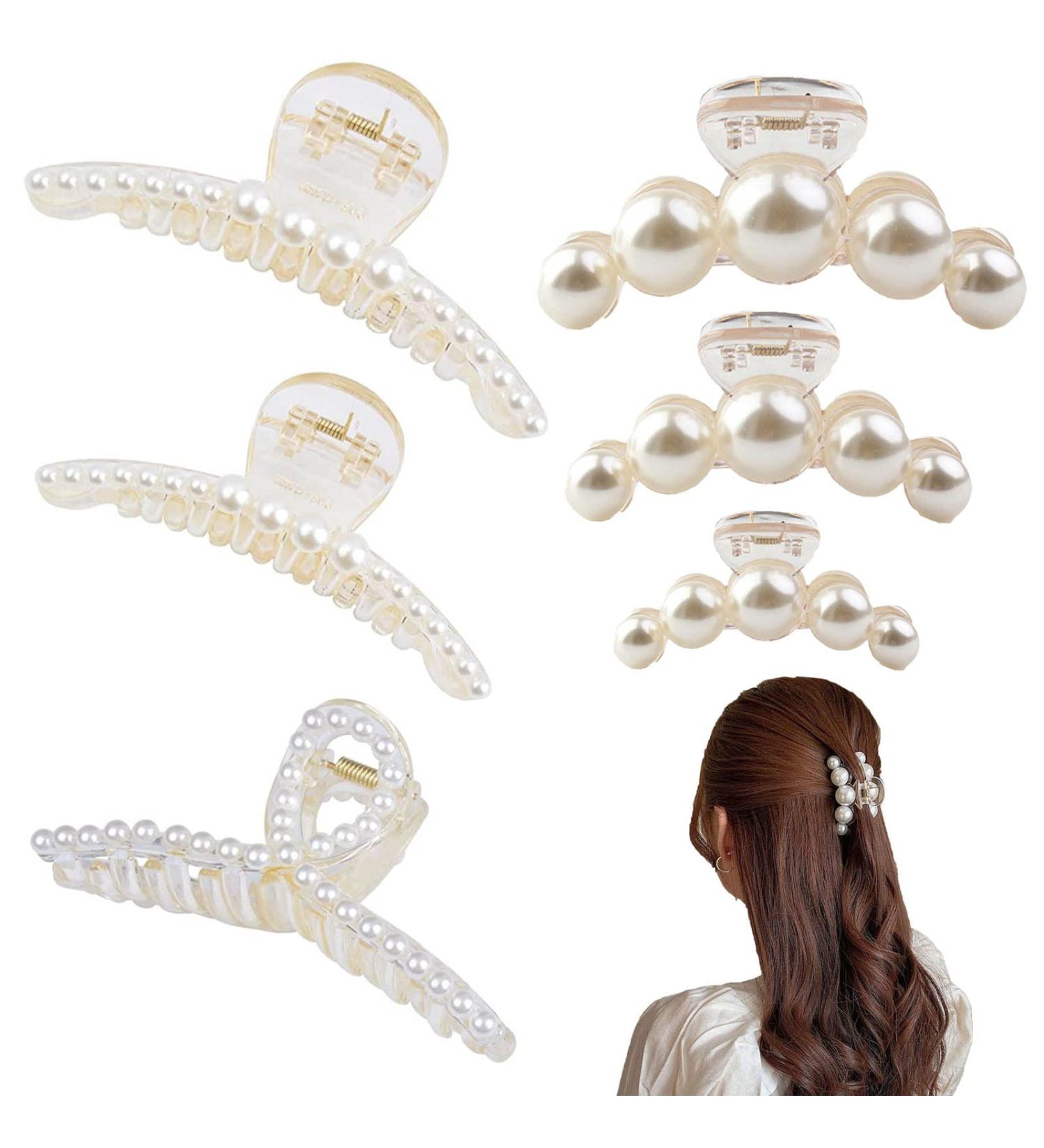 KWQINX hair clips pearl hair clips strong fixed hair clips large hair clips for styling clip suitable for mothers women girls daughters and girlfriends (6-piece set) - Buy Online on GoSupps.com