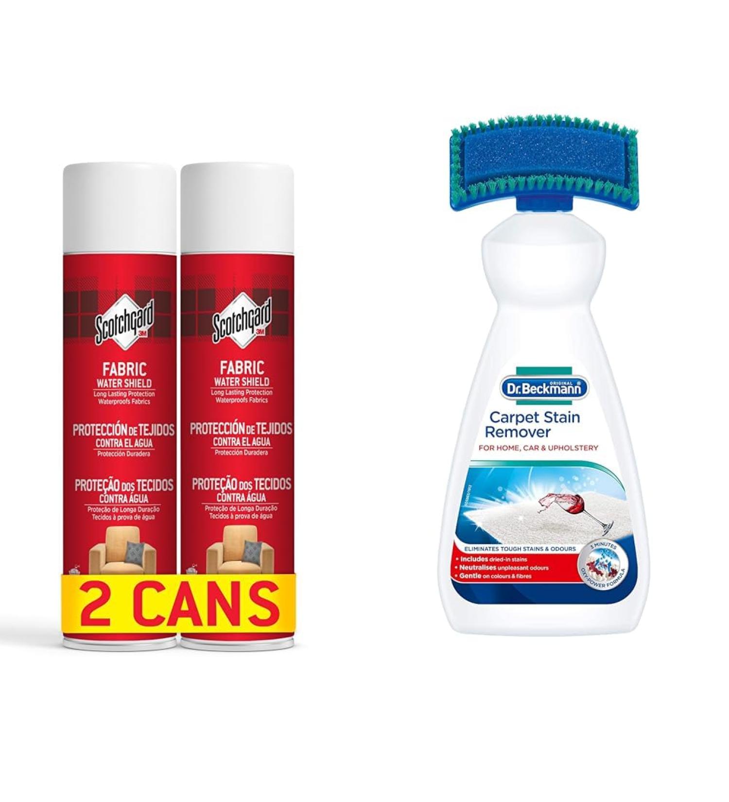 Scotchgard Fabric Transparent Water Shield 2 Cans x 400ml each & Dr. Beckmann Carpet Stain Remover | Removes New and Dried-in Stains | Includes Applicator Brush 650 ml - Buy Online on GoSupps.com