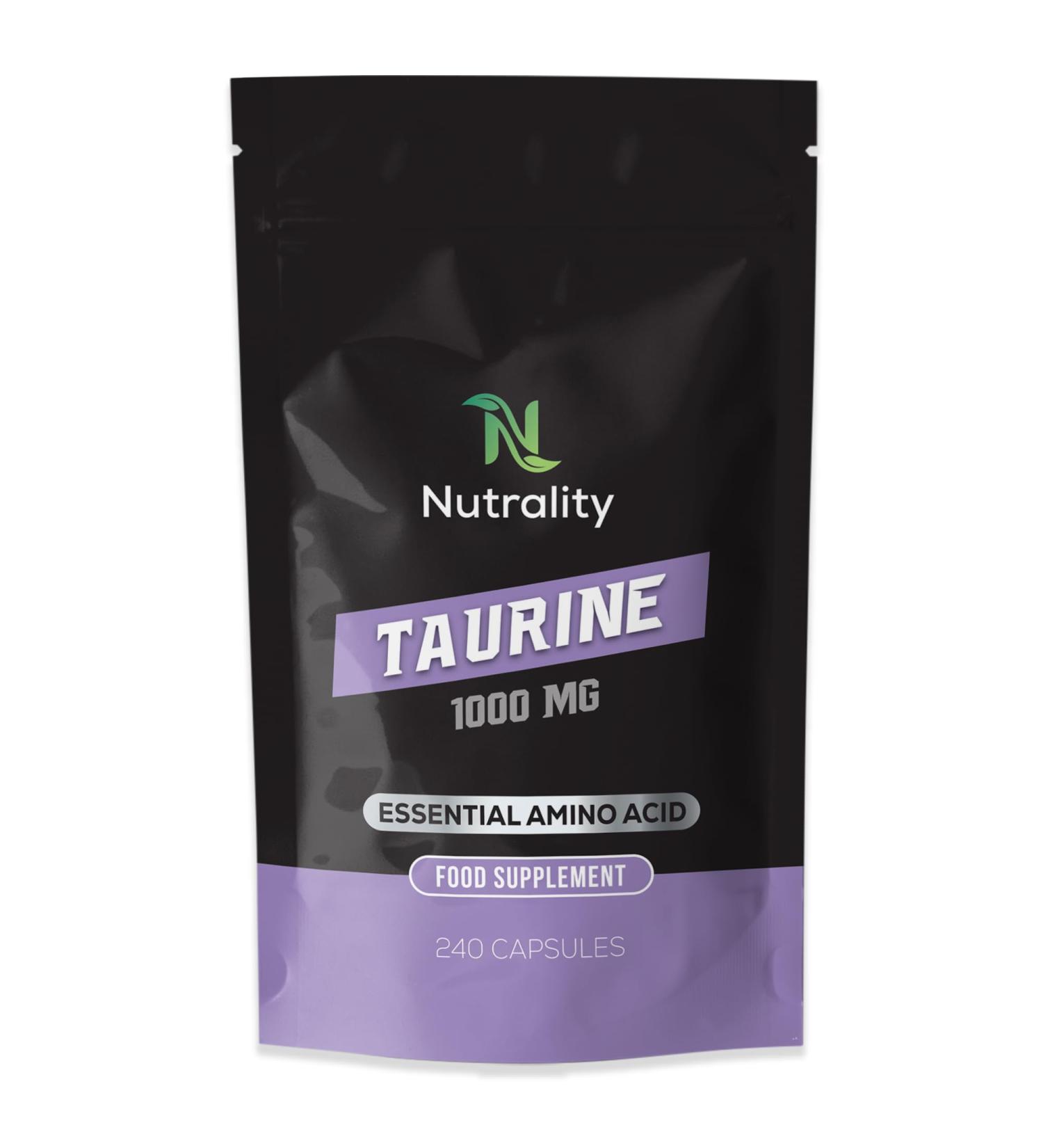 Nutrality Taurine Supplement 1000mg - 240 Capsules for Energy, Endurance & Holistic Health | Vegan-Friendly Amino Acid for Sports Performance & Sleep - Buy Online on GoSupps.com