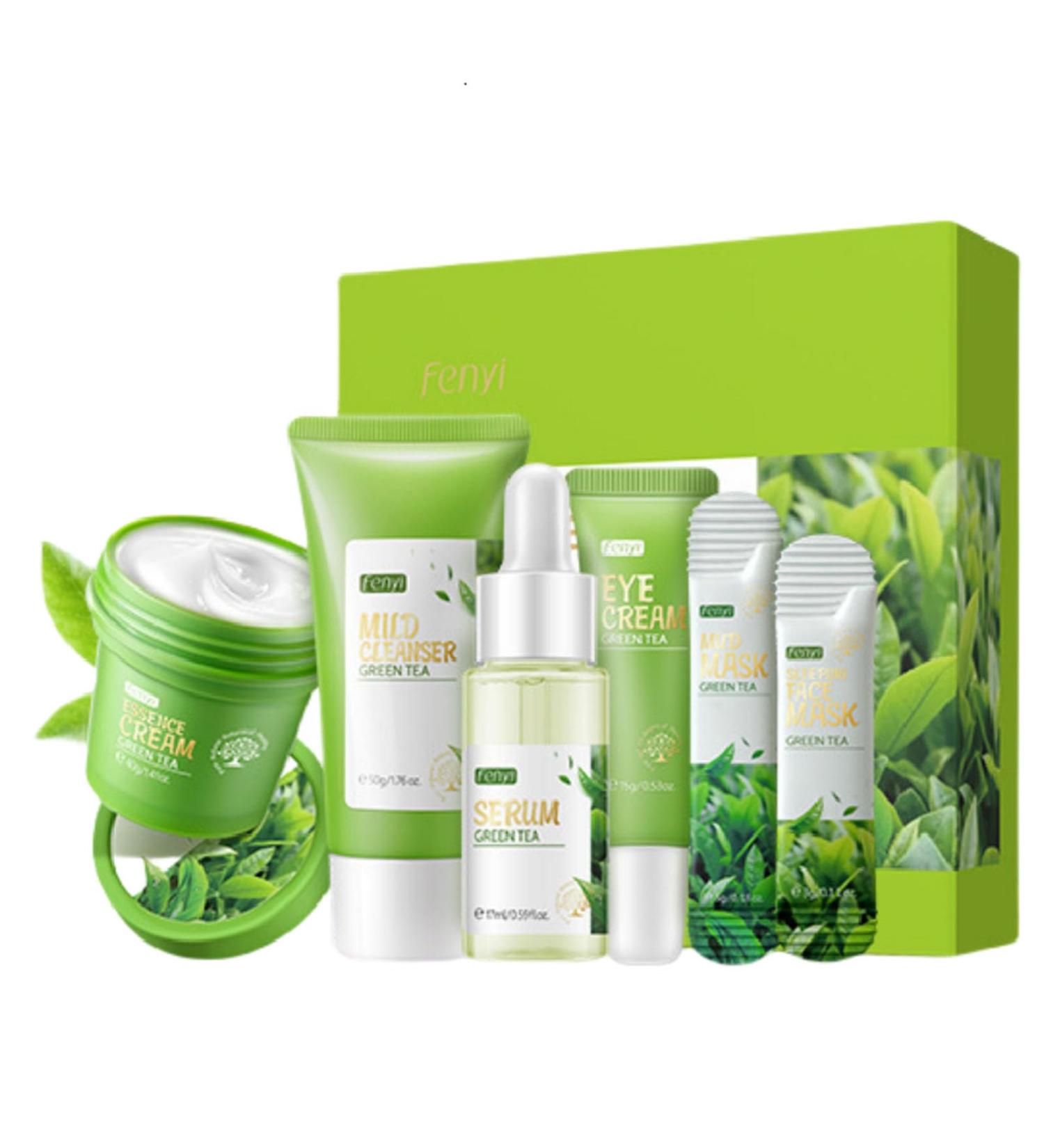 Buy Green Tea Skincare Set - 19-In-1 Gift with Natural Extracts | Cleanser Serum Creams & Masks for Teen Girls - Moisturizing & Nourishing Skin Care - Buy Online on GoSupps.com