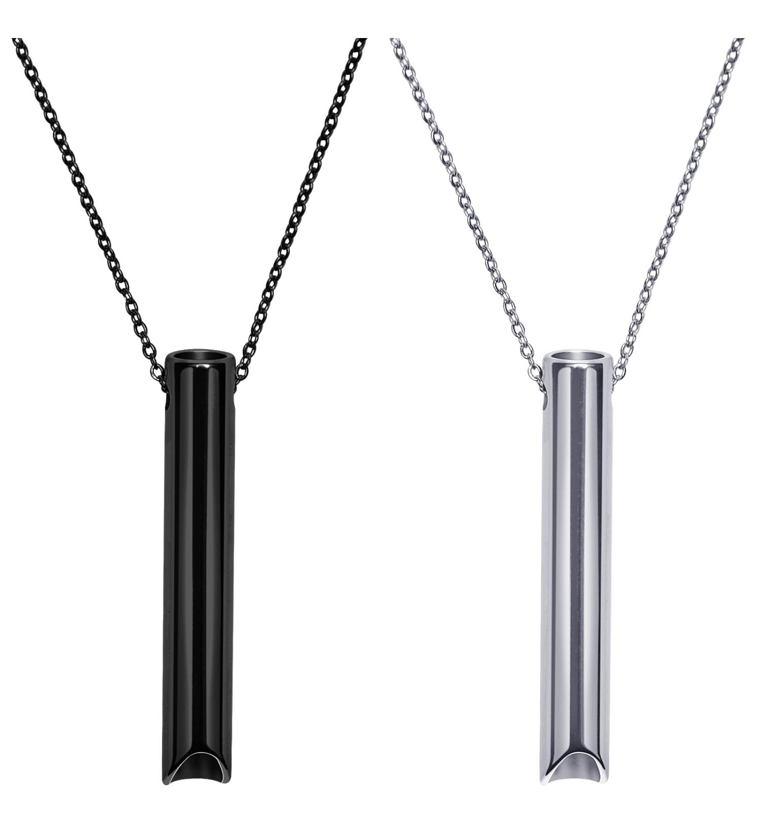 Xinrongda 2PC Meditation Breath Chain Necklace - Smoke-Free Cessation Aid for Relaxation & Calming (Black/Silver) - Buy Online on GoSupps.com