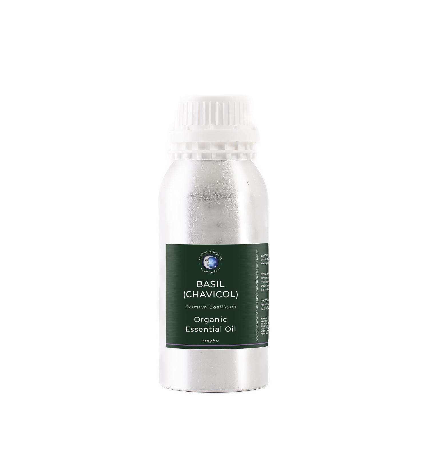 Mystic Moments Organic Basil Essential Oil 500g - 100% Pure Chavicol for Aromatherapy & Wellness - Buy Online on GoSupps.com