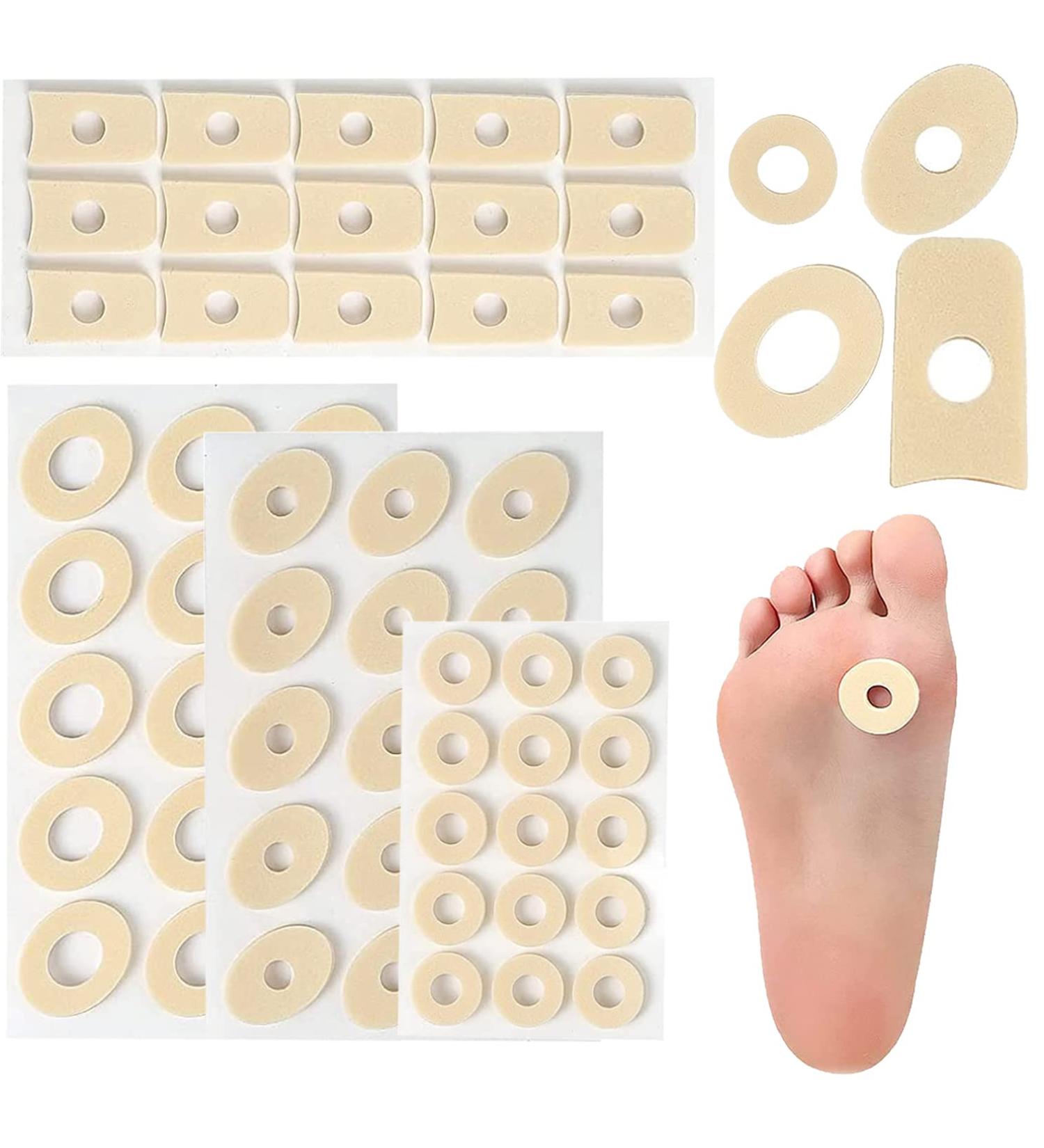 MYMULIKE 60 Pcs Corn Cushions 4 Models Soft Latex Foam Self Adhesive Callus Pads Corn Pad Anti Friction Reduce Foot and Heel Pain for Toe Callus Anti-Slip 60 Count(4 Model) - Buy Online on GoSupps.com