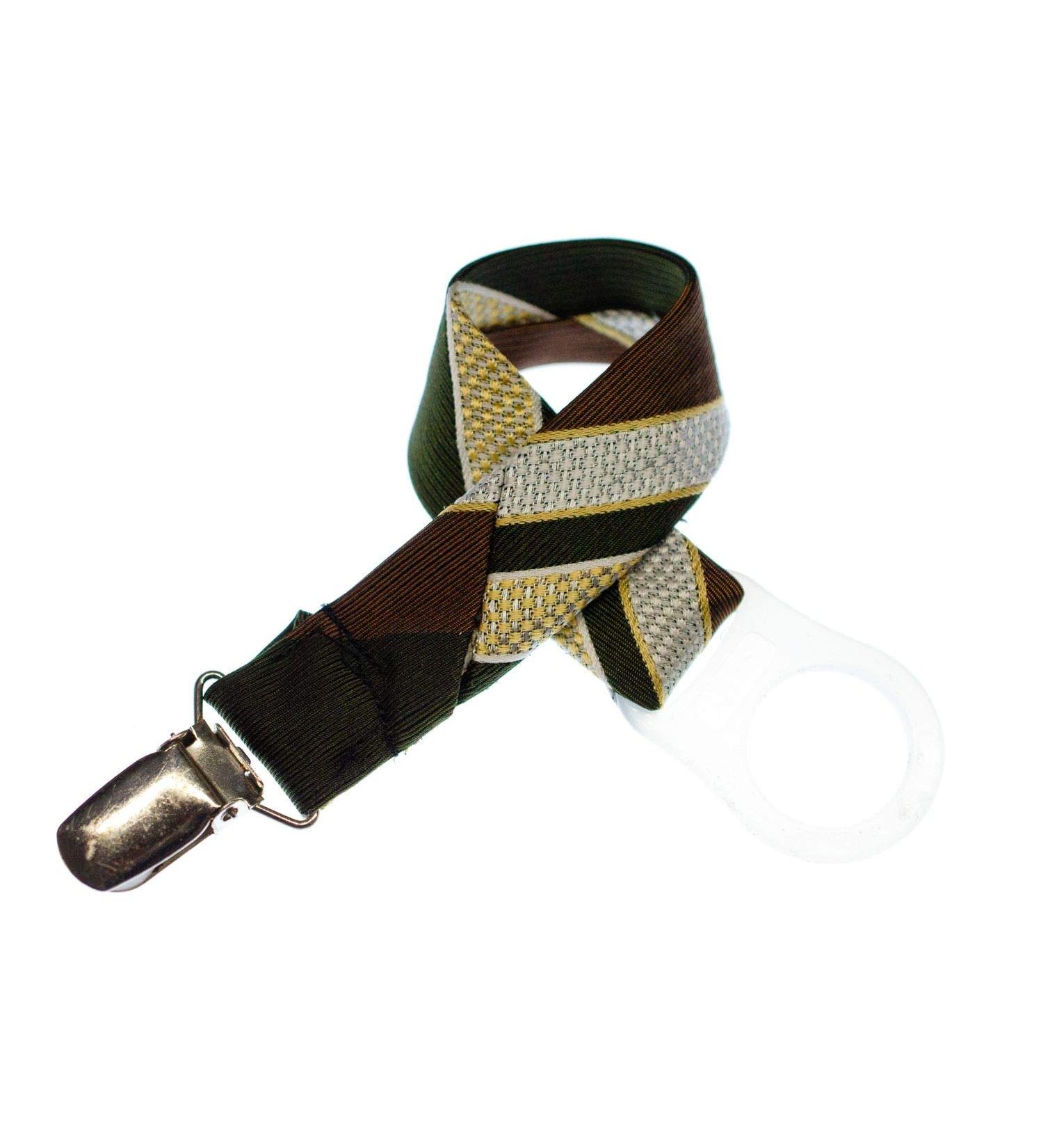 Handmade Vintage Tie Pacifier Chain - Upcycled Brown Silicone Clip Strap for Babies | Miniblings - Buy Online on GoSupps.com