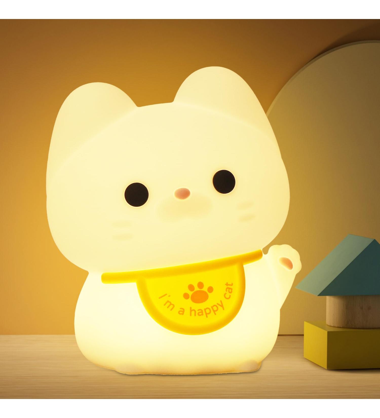 OkiyiD Cat Night Light Fortune Cat Lamp - Touch Control, Rechargeable, Dimmable Bedside Lamp for Nursery - Perfect Cat Gift for Girls and Boys! - Buy Online on GoSupps.com