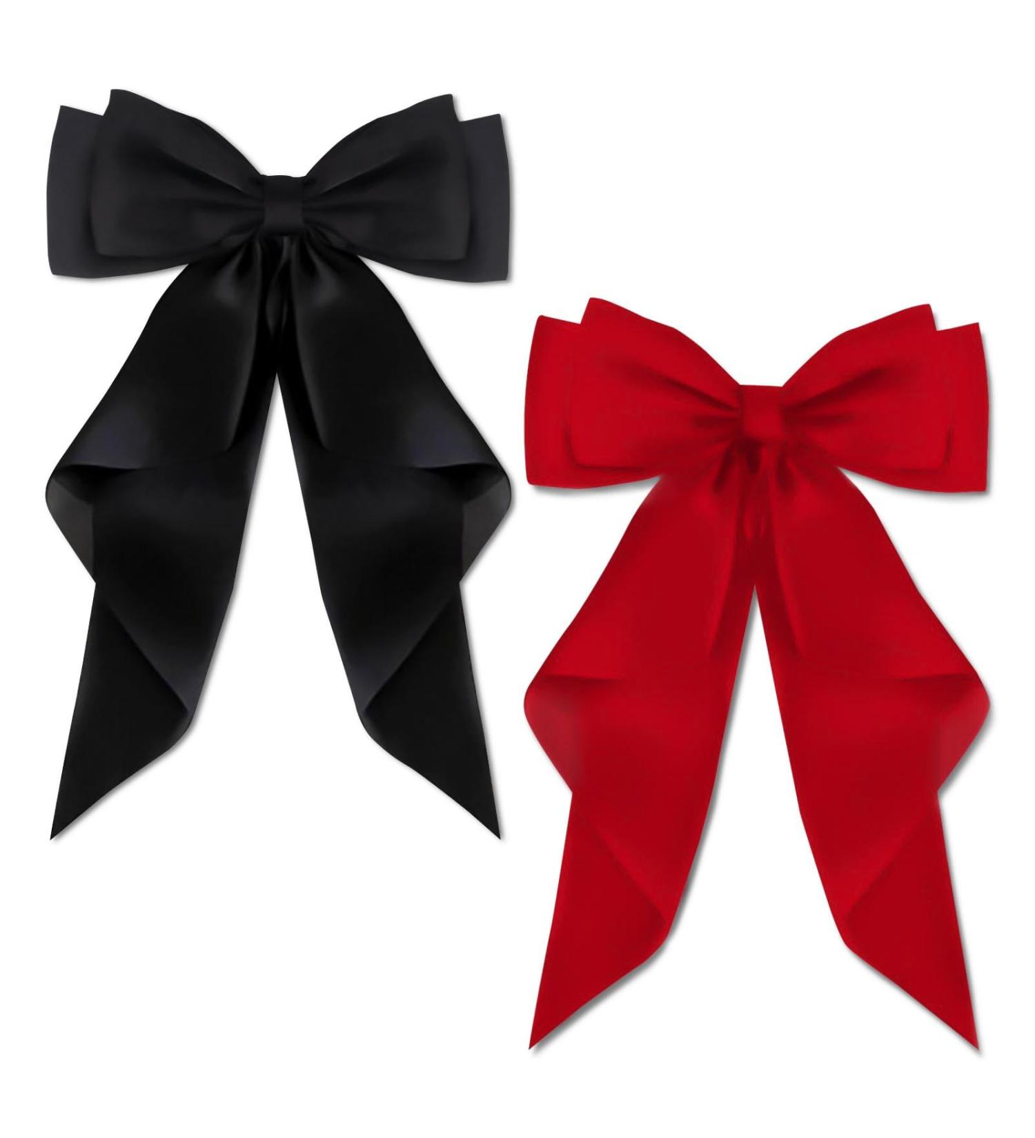 AYNKH 2 PCS Big Bow Hair Clips - Long Silky Satin Barrette - Black and Red | Women/Girls Accessories - Buy Online on GoSupps.com