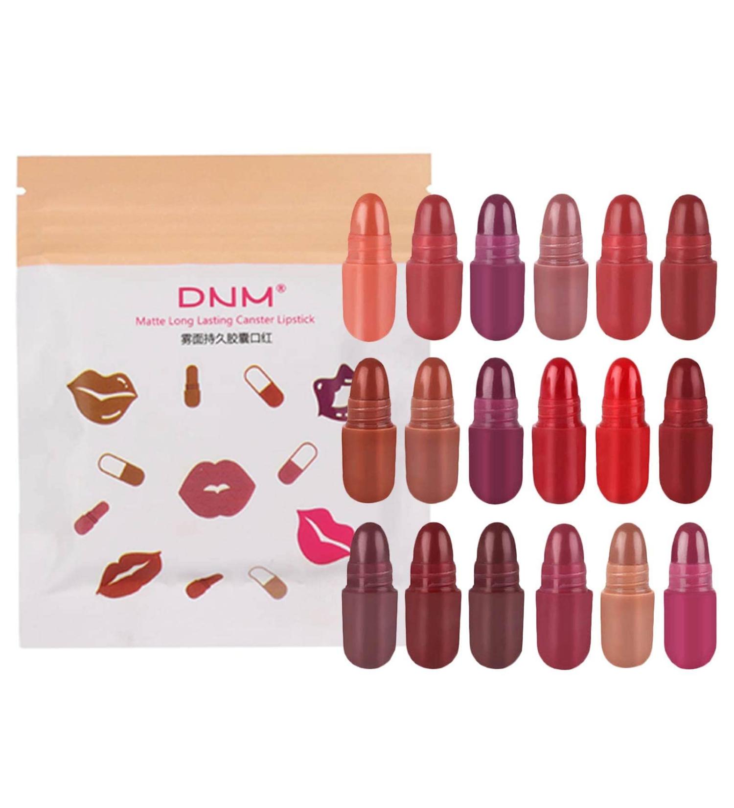 Renywosi 18 Colors/Set Matte Lipstick Sule Lipstick Matte Lipstick Long Lasting Non-Stick Cup Waterproof Lipstick Matte Gift for Women Girls - Buy Online on GoSupps.com